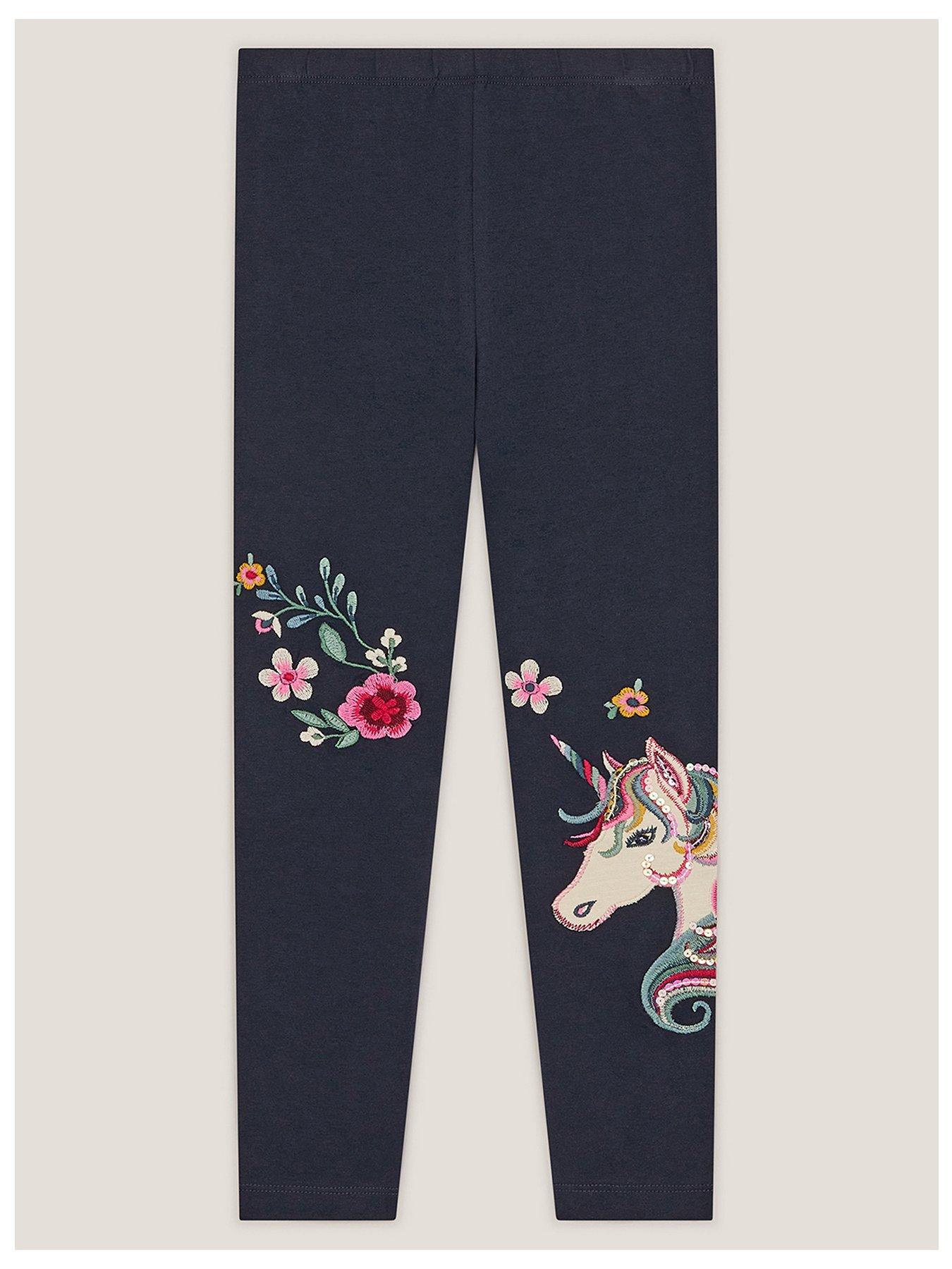 Image 2 of 4 of Monsoon Girls Craft Unicorn Leggings - Navy