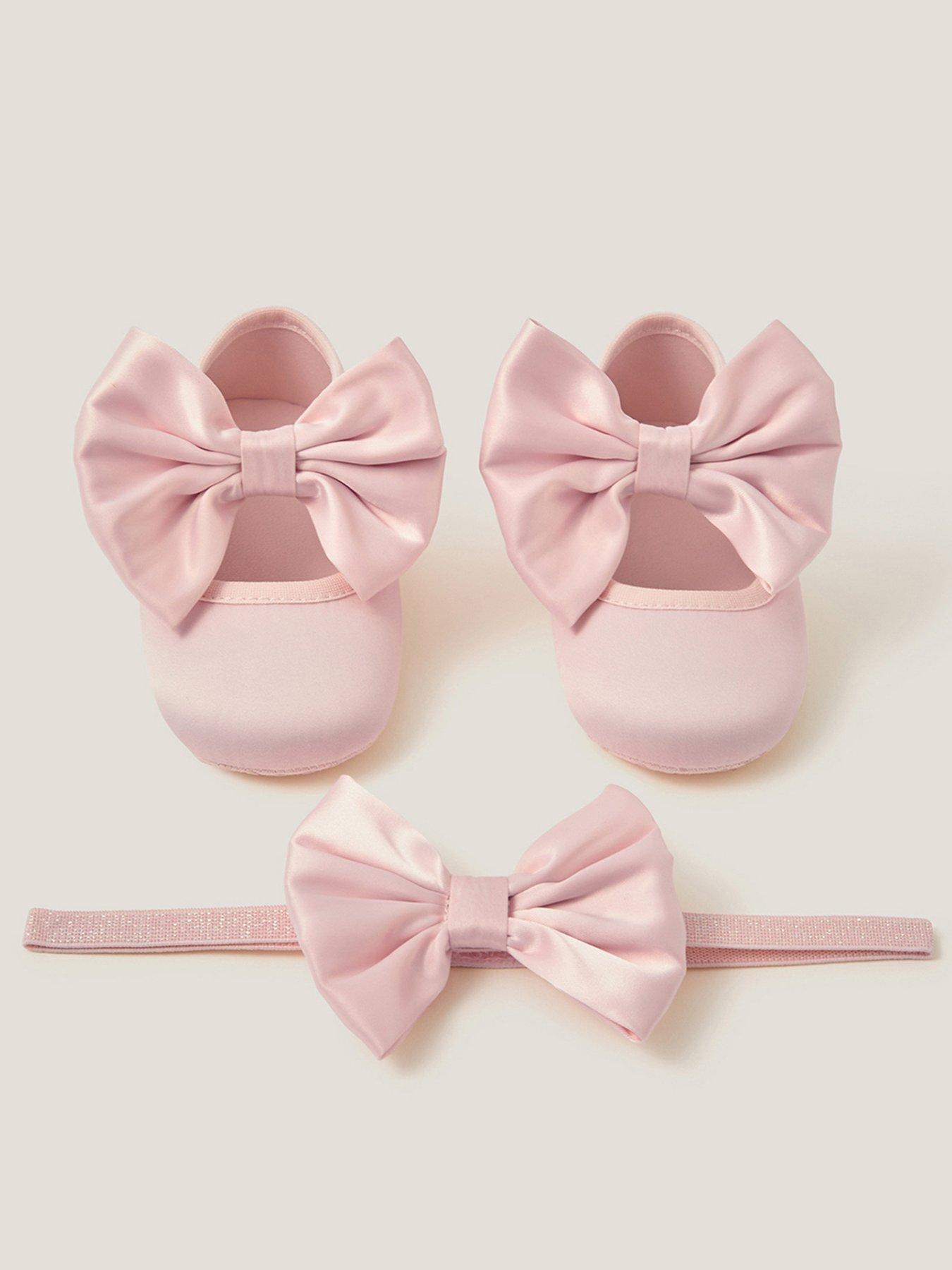 Image 1 of 3 of Monsoon Baby Girls Super Bow Bootie &amp; Bando Set - Pink