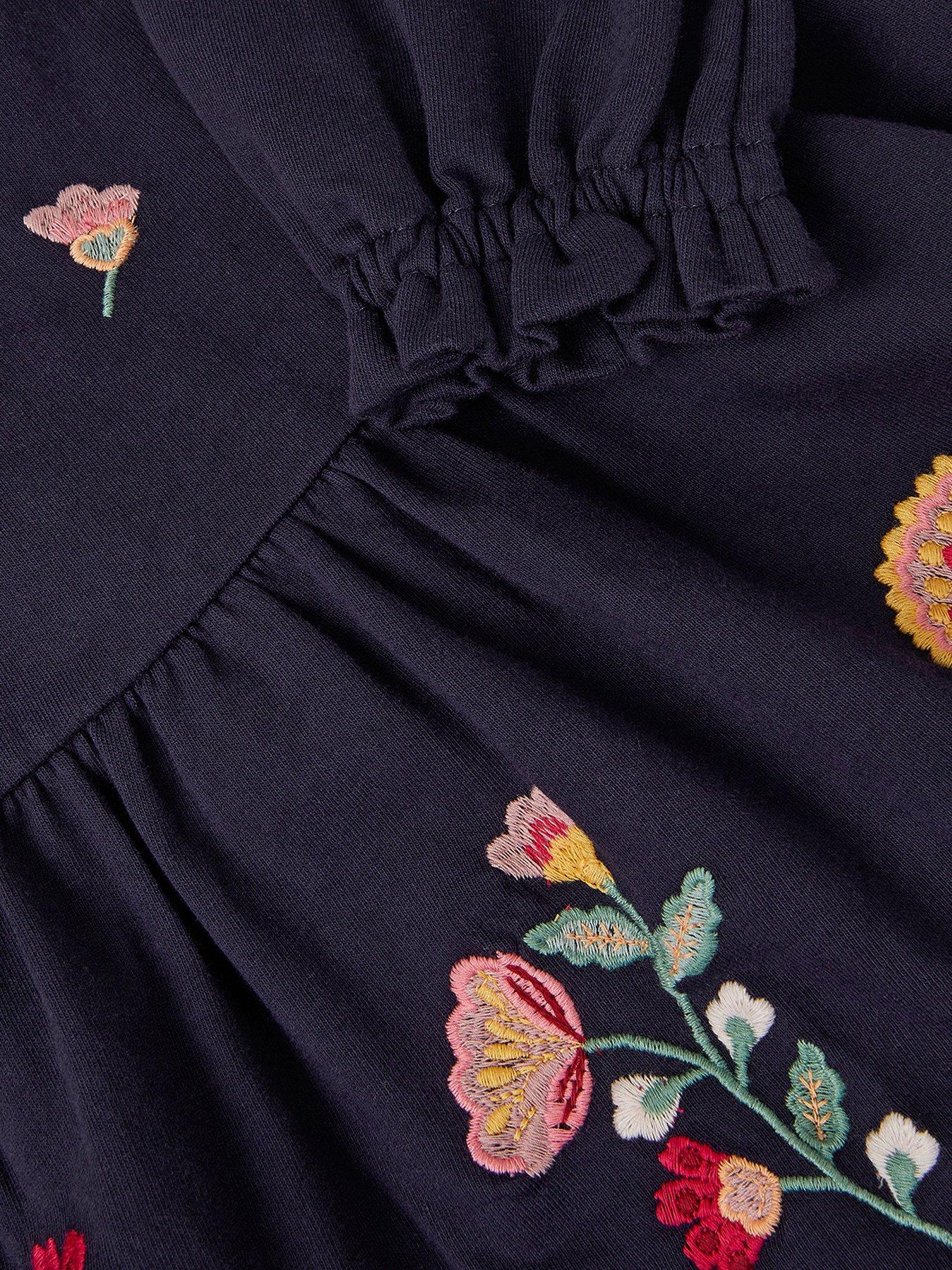 Image 4 of 4 of Monsoon Girls Floral Tiered Dress - Navy