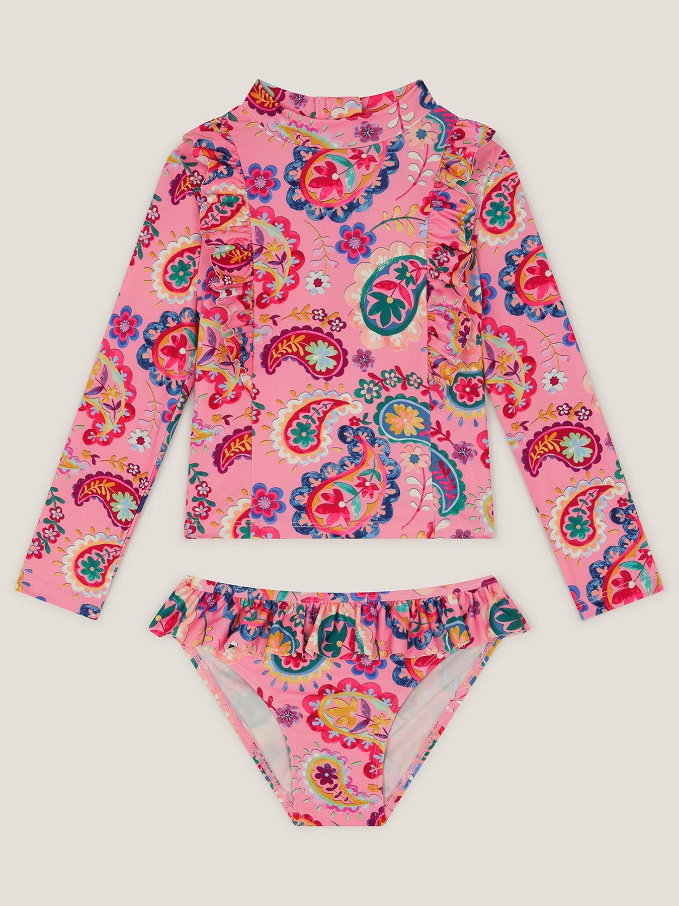 Image 1 of 3 of Monsoon Girls Paisley Sun Safe Set - Pink