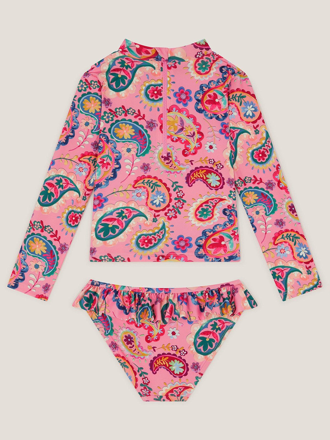 Image 2 of 3 of Monsoon Girls Paisley Sun Safe Set - Pink