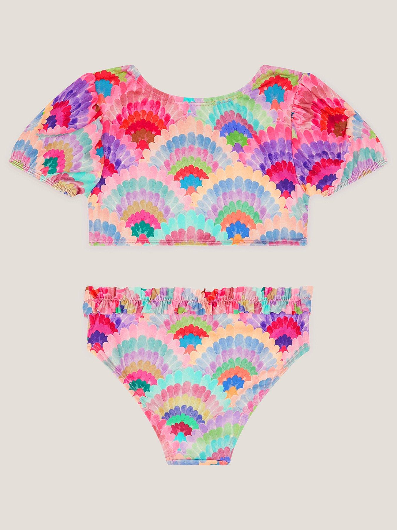 Image 2 of 3 of Monsoon Girls Shells Puff Sleeve Bikini - Multi