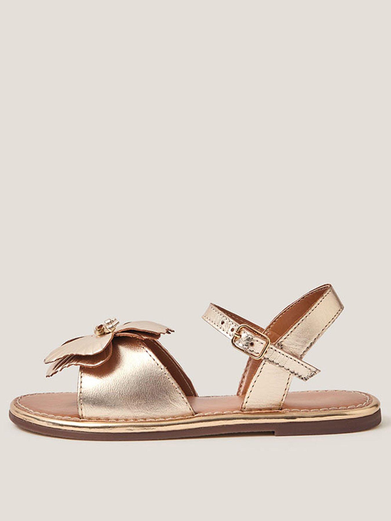 Image 2 of 3 of Monsoon Girls Leather Flower Sandals - Gold