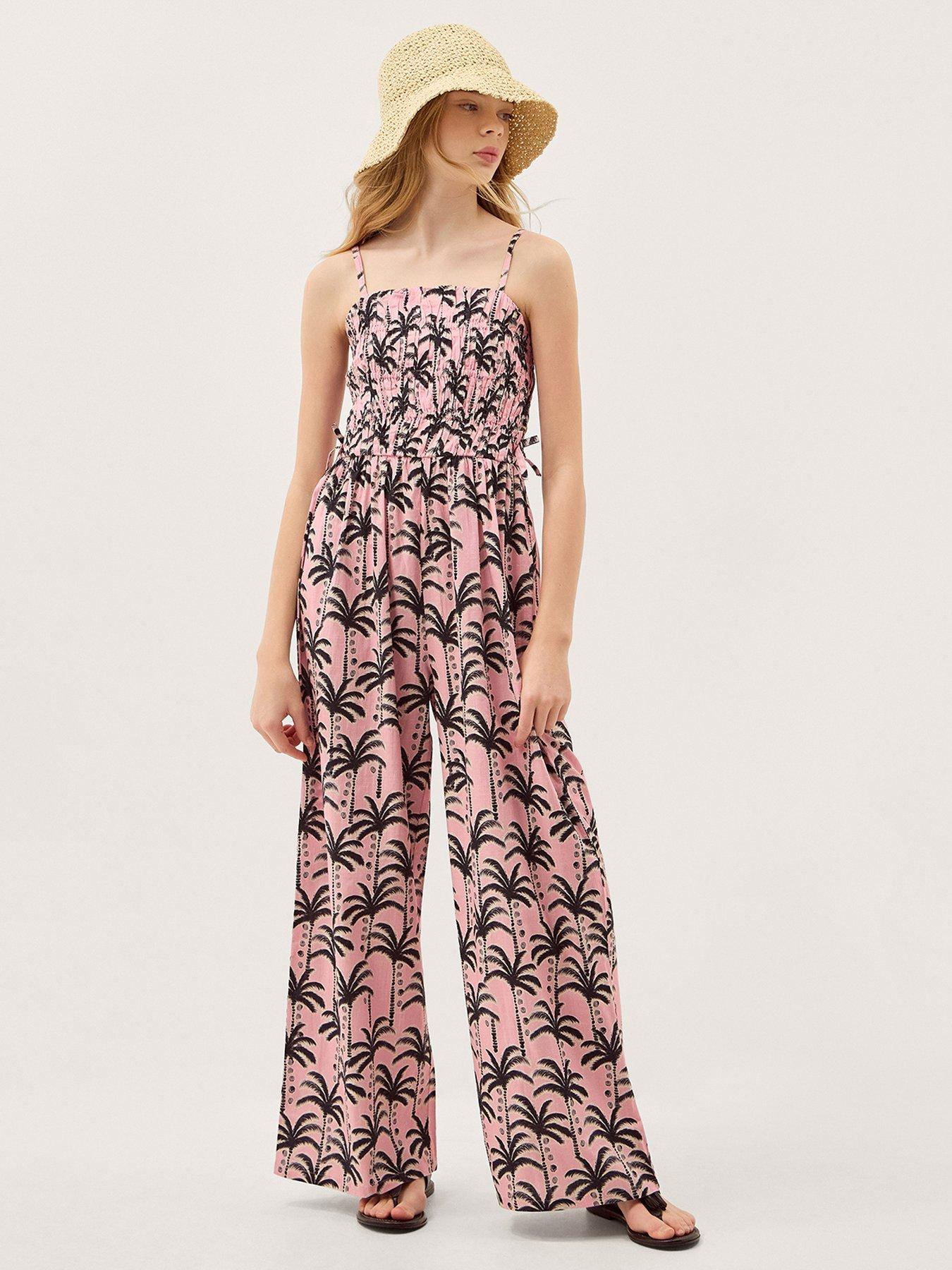 Monsoon Girls Storm Palm Jumpsuit - Pink