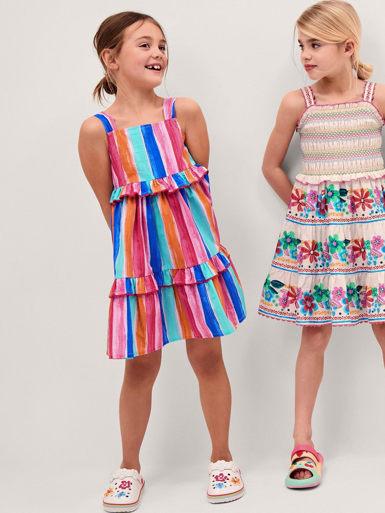 Monsoon Girls Vertical Stripe Dress - Multi