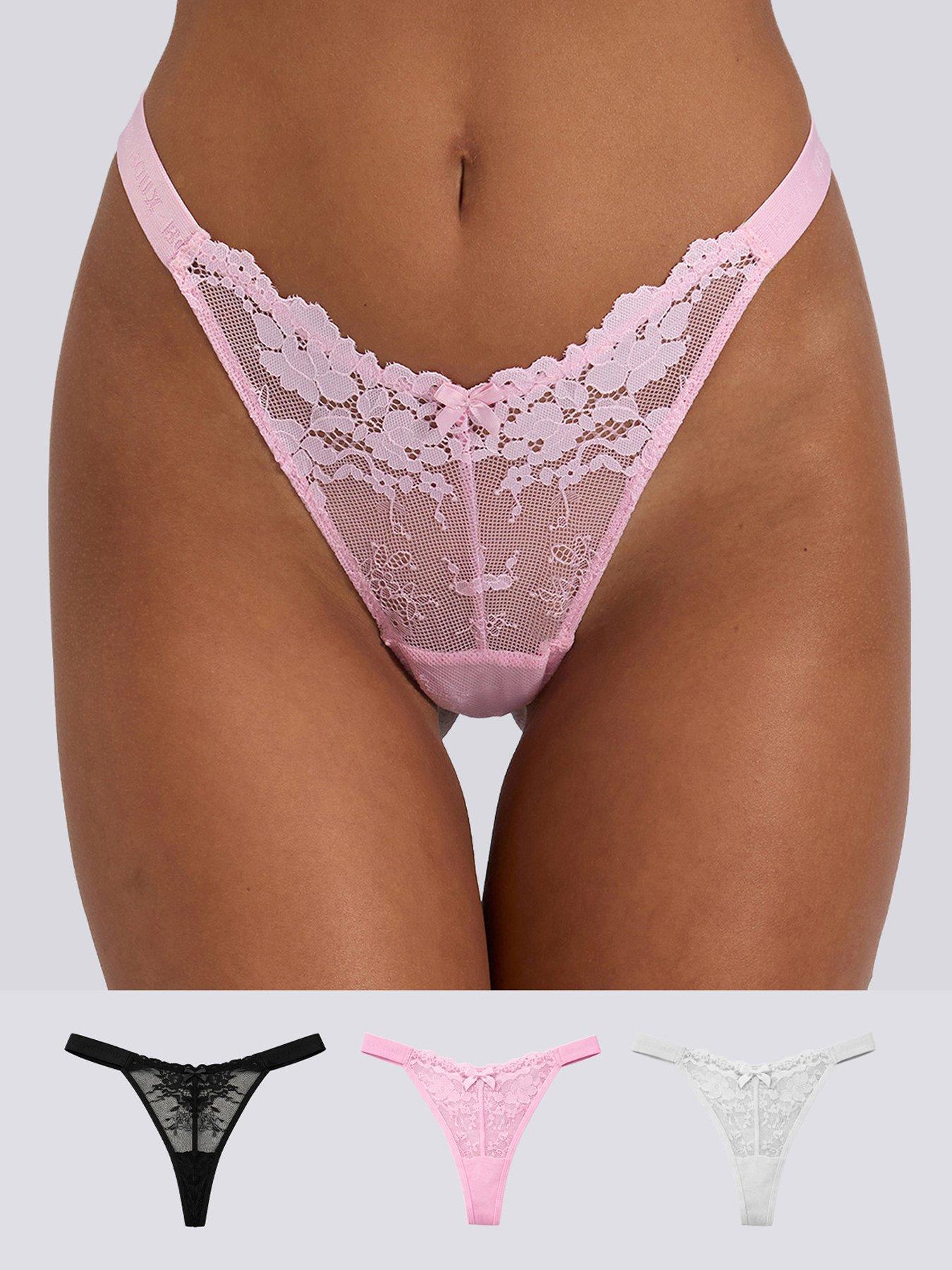 Boux Avenue Boux Avenue Pack Of 3 Fran High Leg Thongs - Black/pink/white