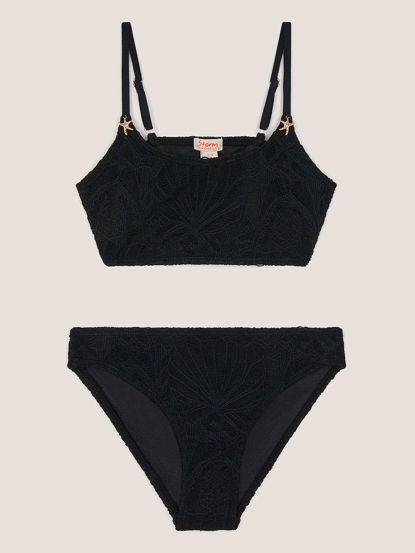 Monsoon Girls Storm Texture Bikini Set - Black