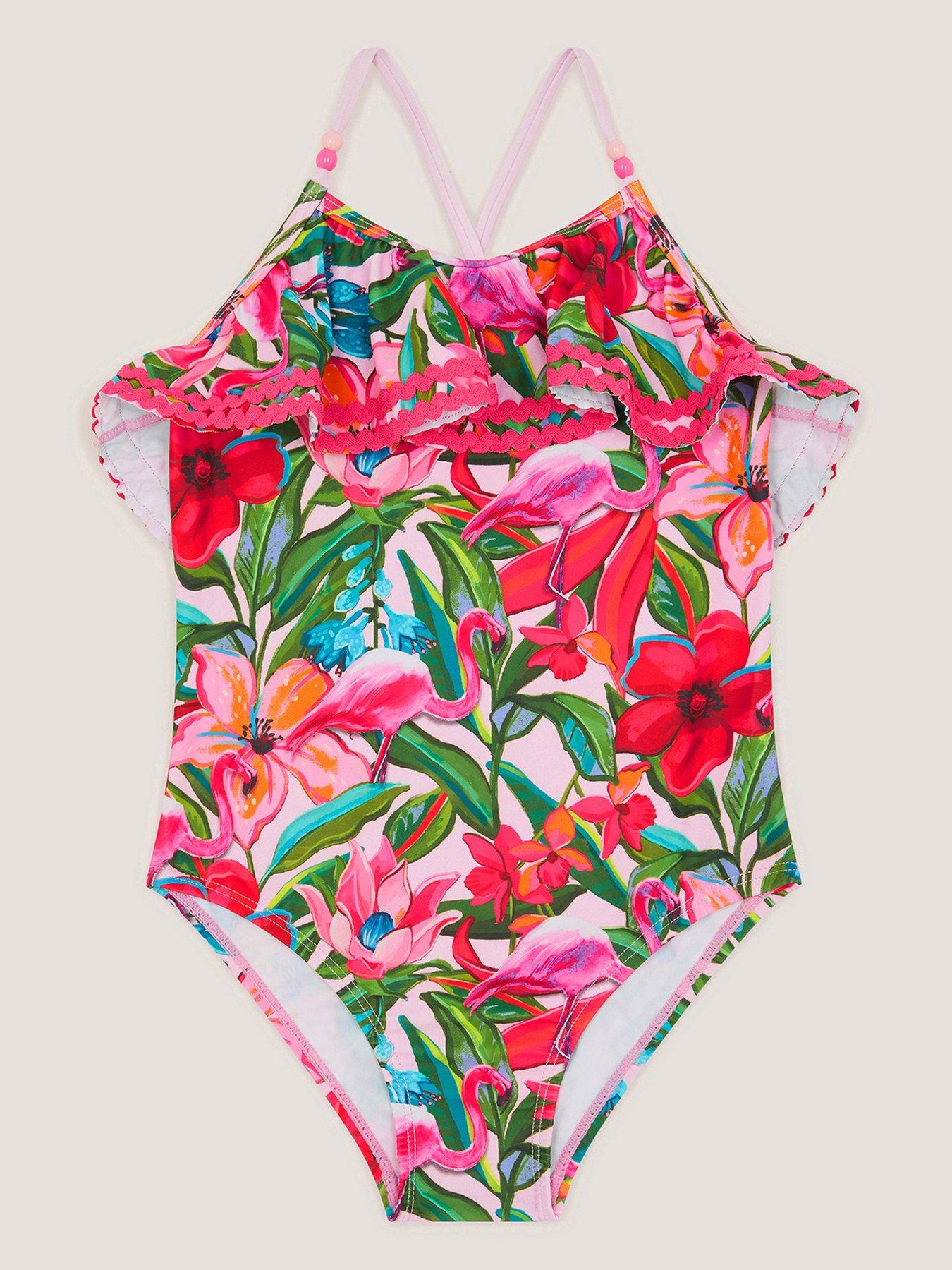 Monsoon Girls Tropical Flamingo Swimsuit - Pink