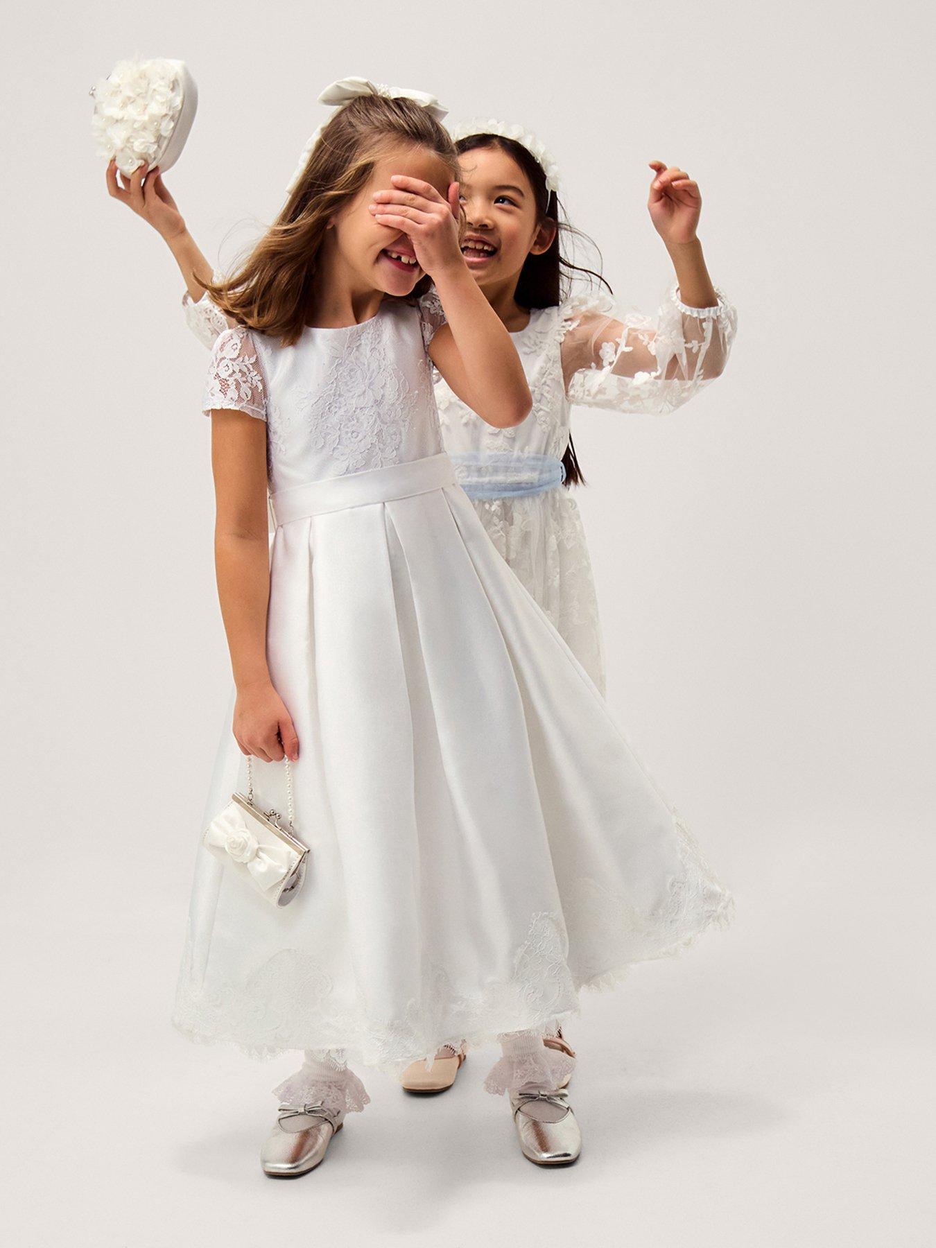 Monsoon Girls Communion Lola Lace Dress - White