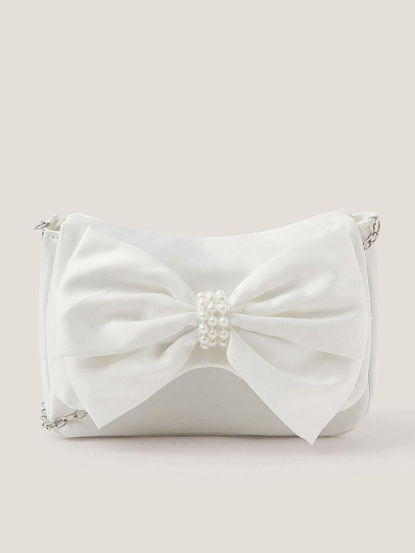 Image 1 of 2 of Monsoon Girls Double Pearly Bow Bag - Cream
