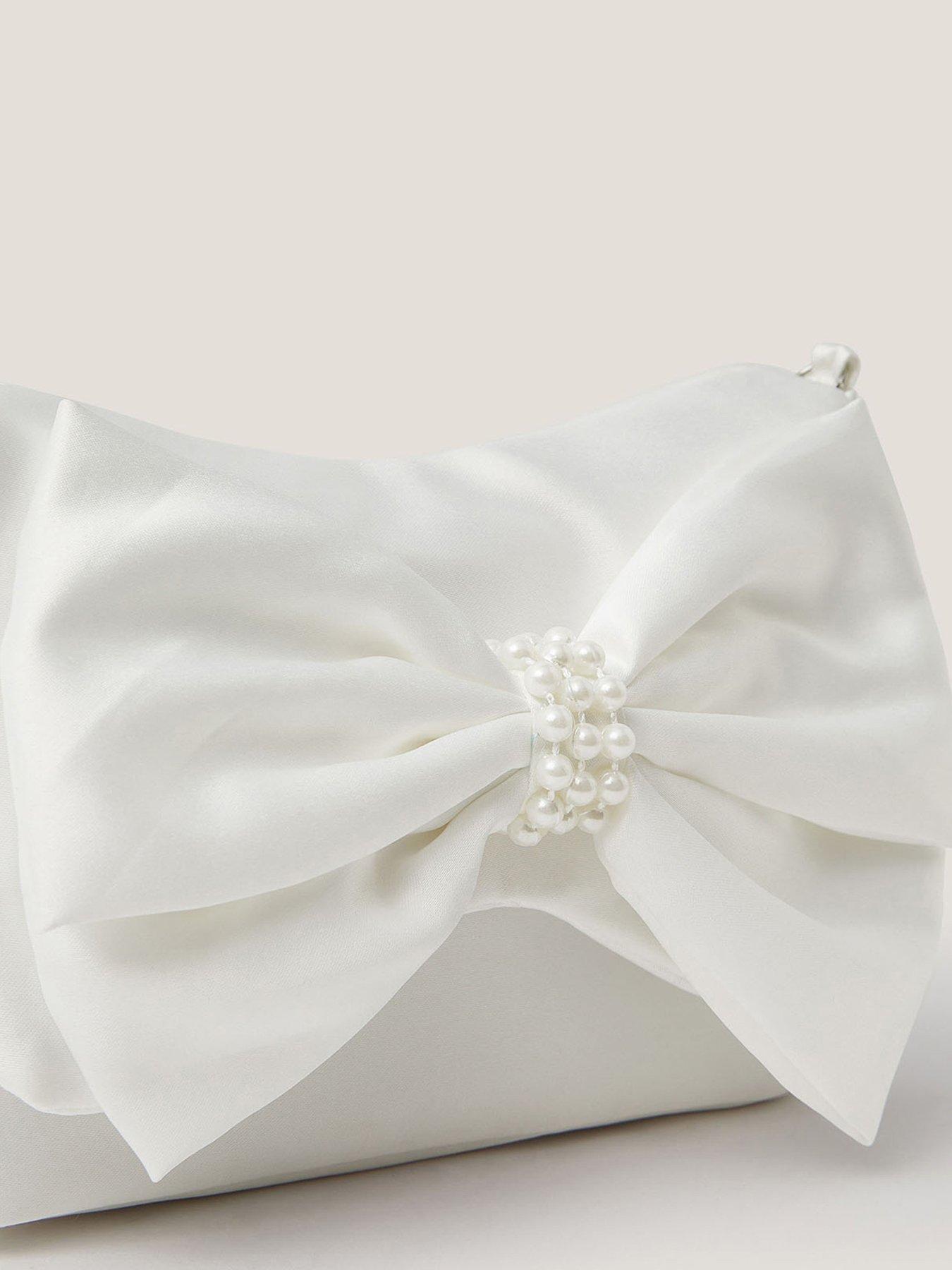 Image 2 of 2 of Monsoon Girls Double Pearly Bow Bag - Cream