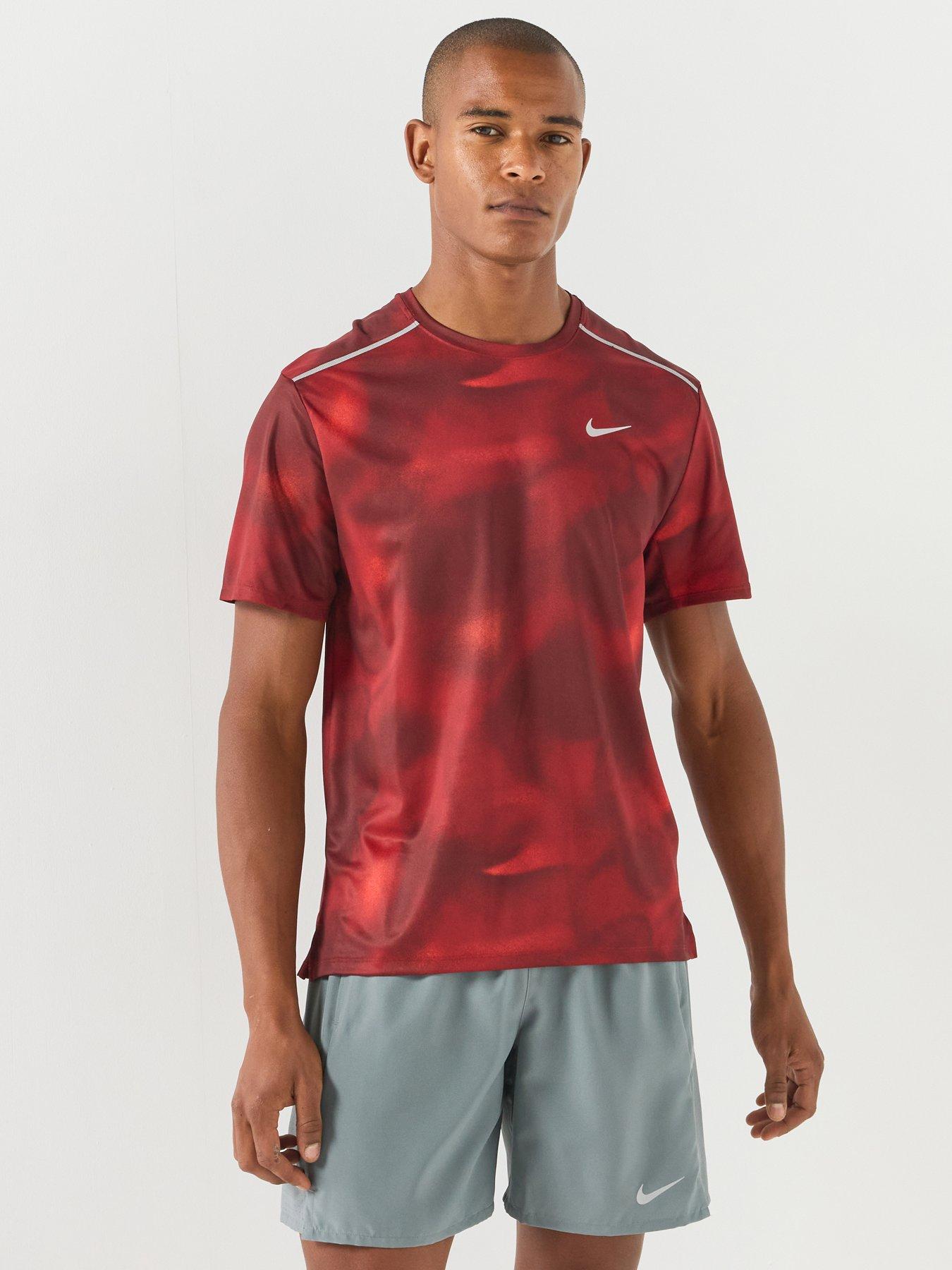 Nike Mens Running Miler Dri-Fit UV Printed T-Shirt - Red