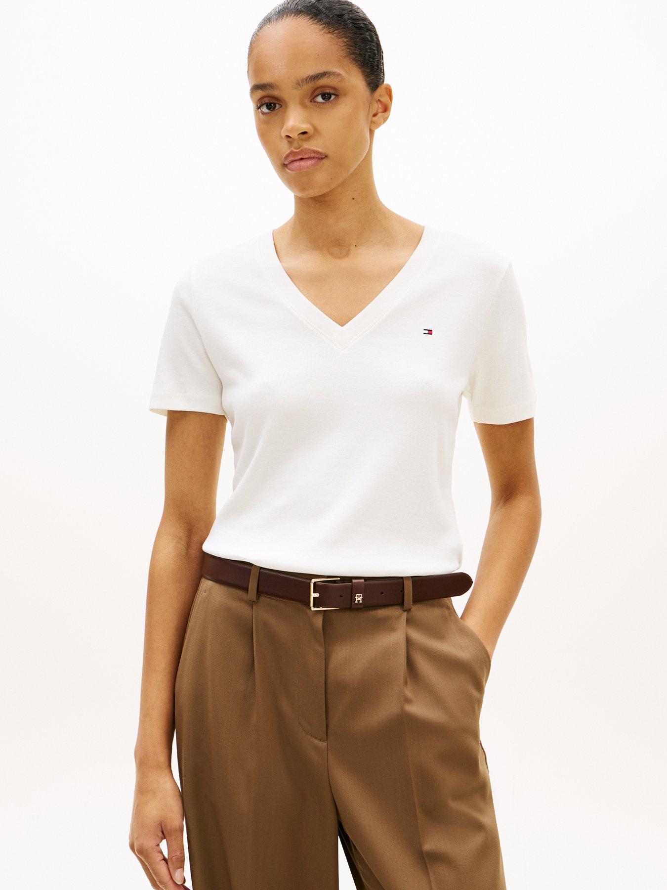 tommy-hilfiger-new-slim-cody-v-neck-short-sleeve-t-shirt-whitefront