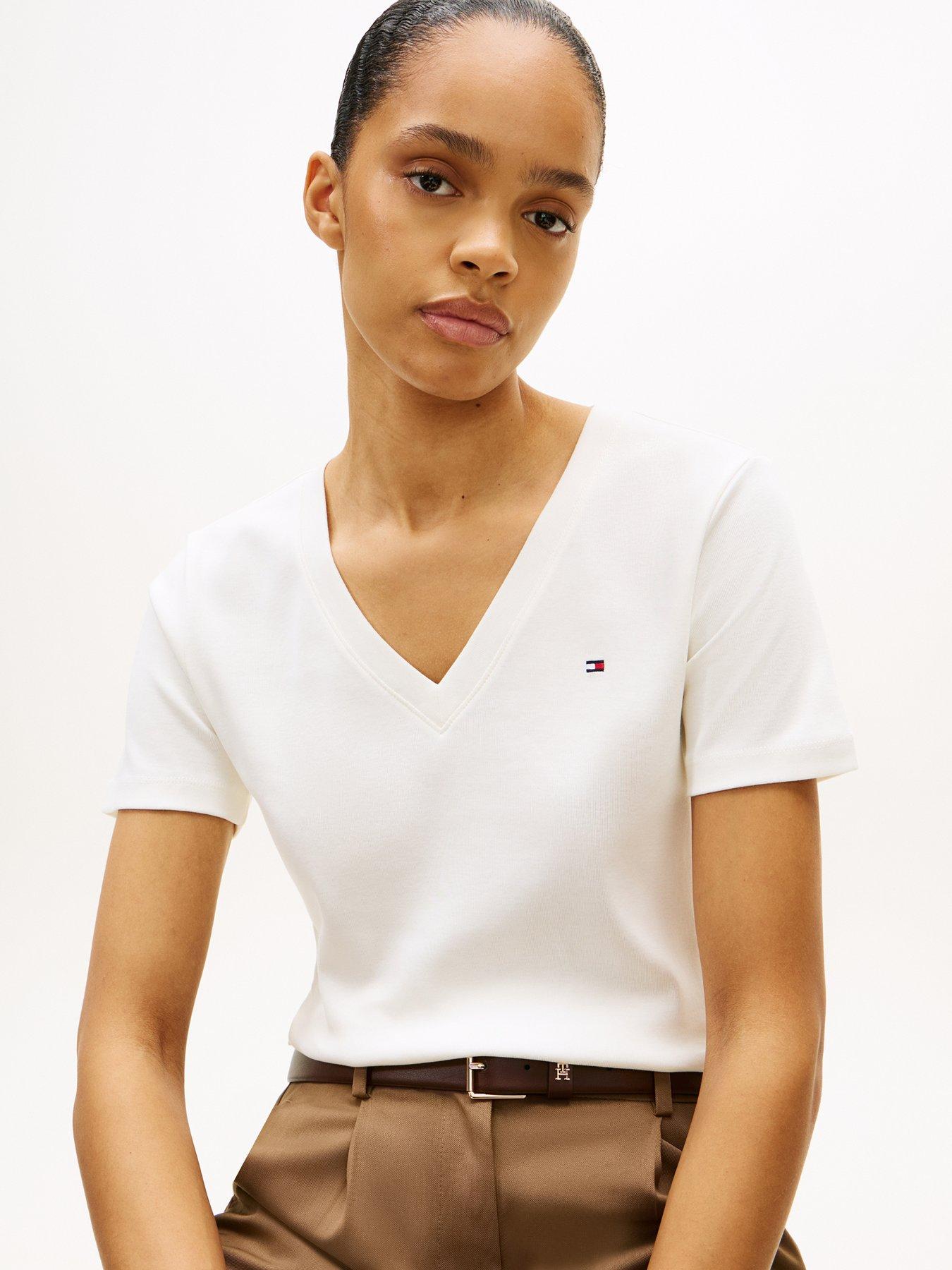 tommy-hilfiger-new-slim-cody-v-neck-short-sleeve-t-shirt-whiteoutfit