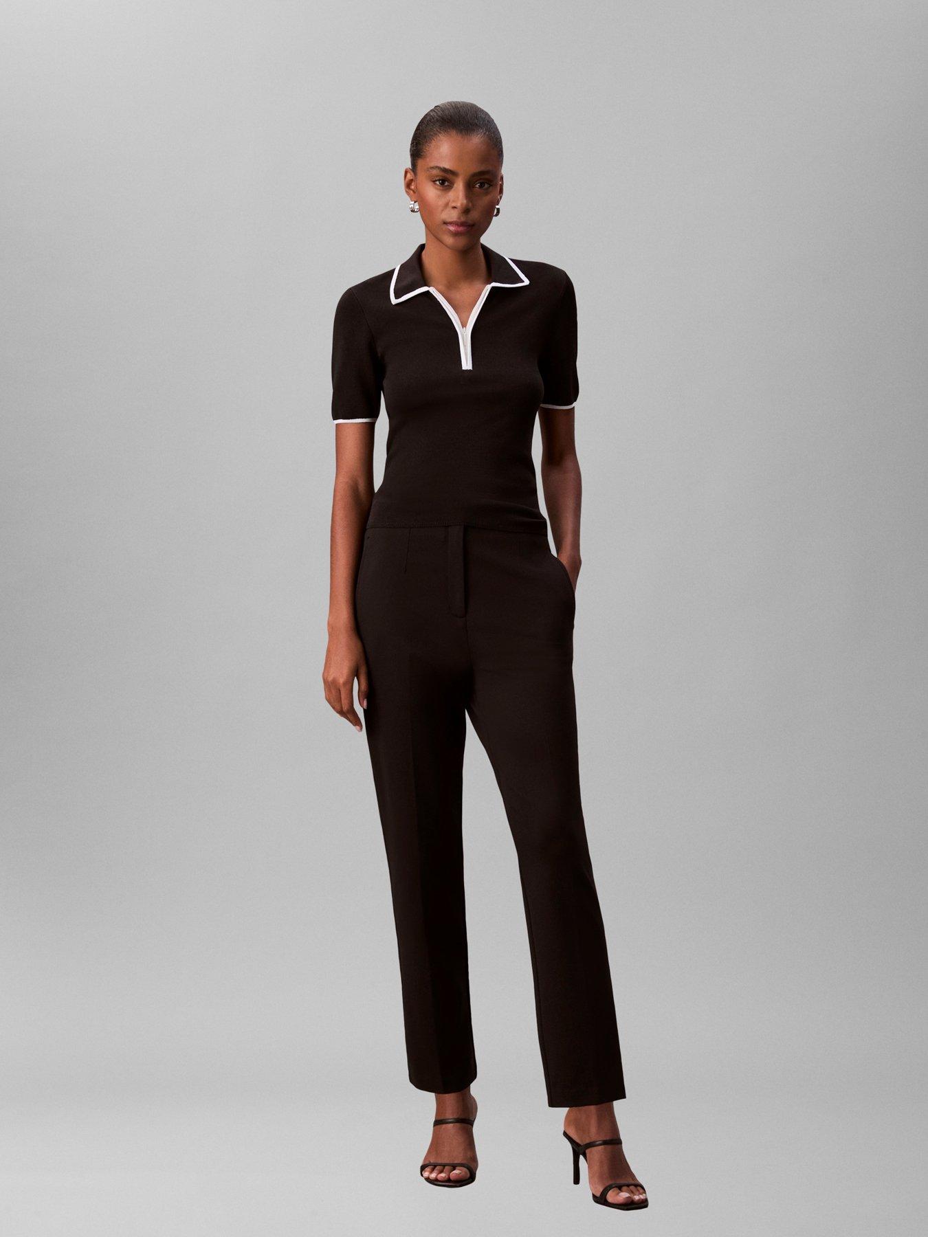 Calvin Klein Ponte Dart Front Trousers - Black