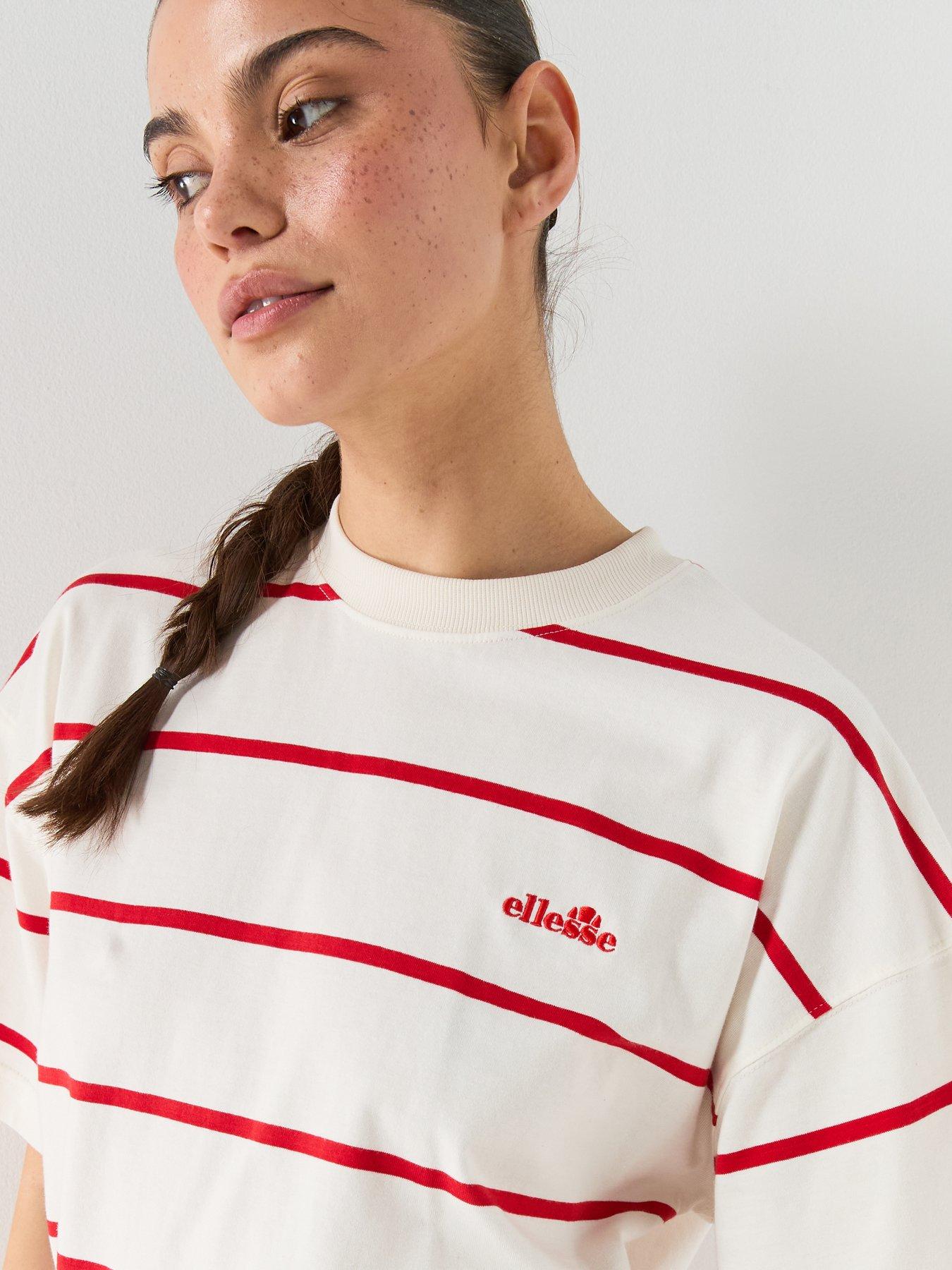 ellesse-womens-stripe-t-shirt-off-whiteredoutfit