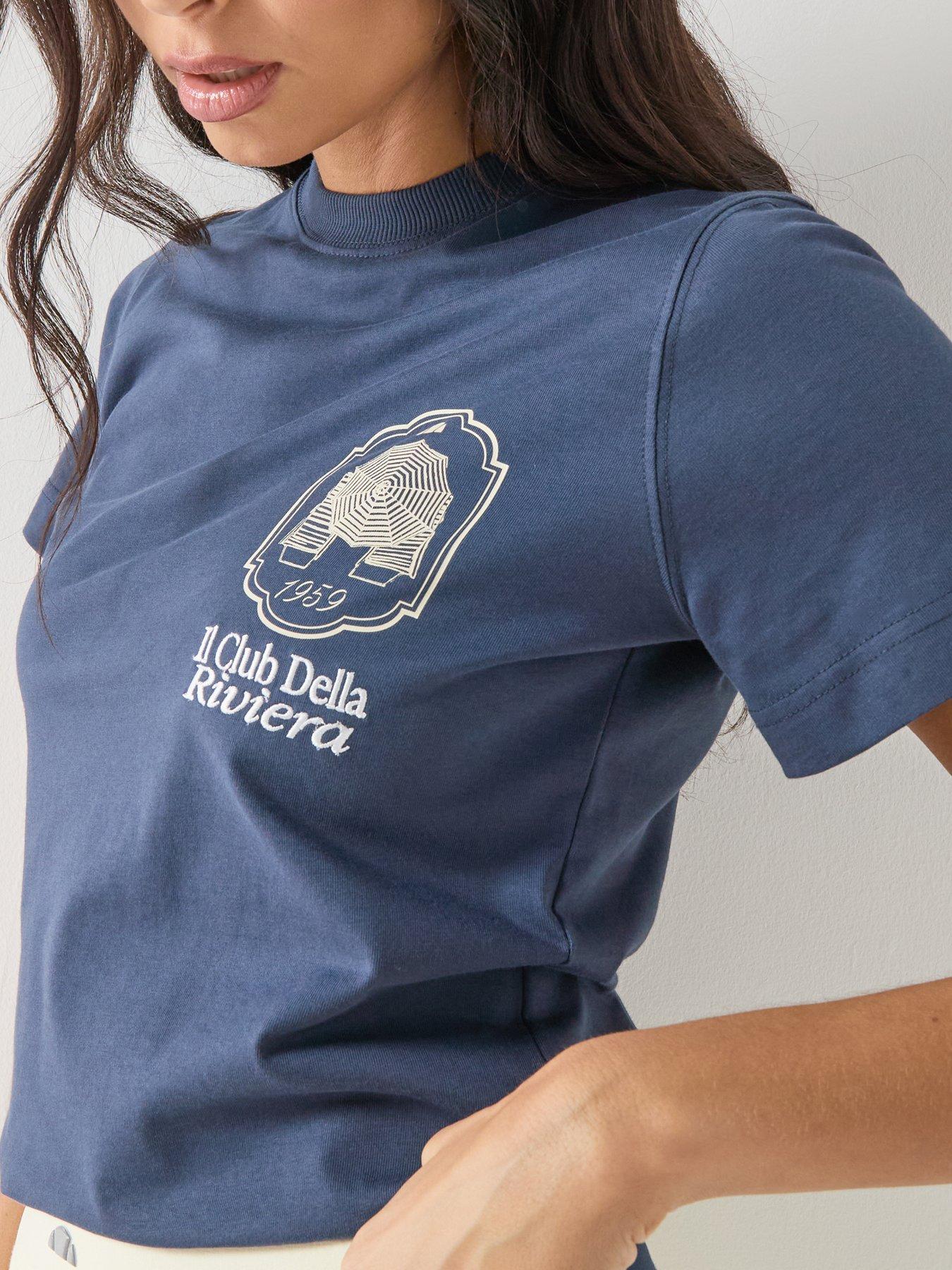Image 6 of 6 of Ellesse Womens Citronello Tee - Dark Blue/off White
