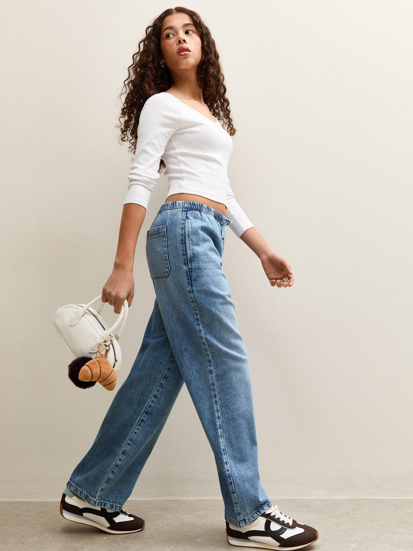 new-look-915-girls-blue-drawstring-waist-jeansback