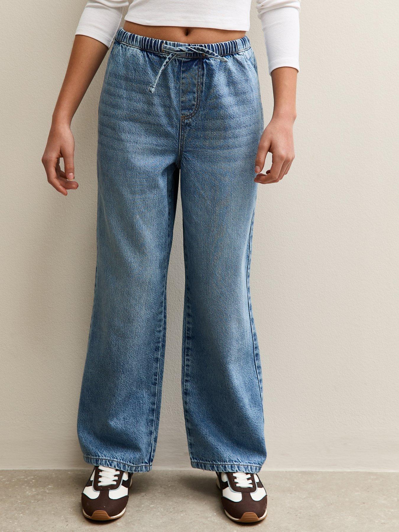 new-look-915-girls-blue-drawstring-waist-jeansoutfit
