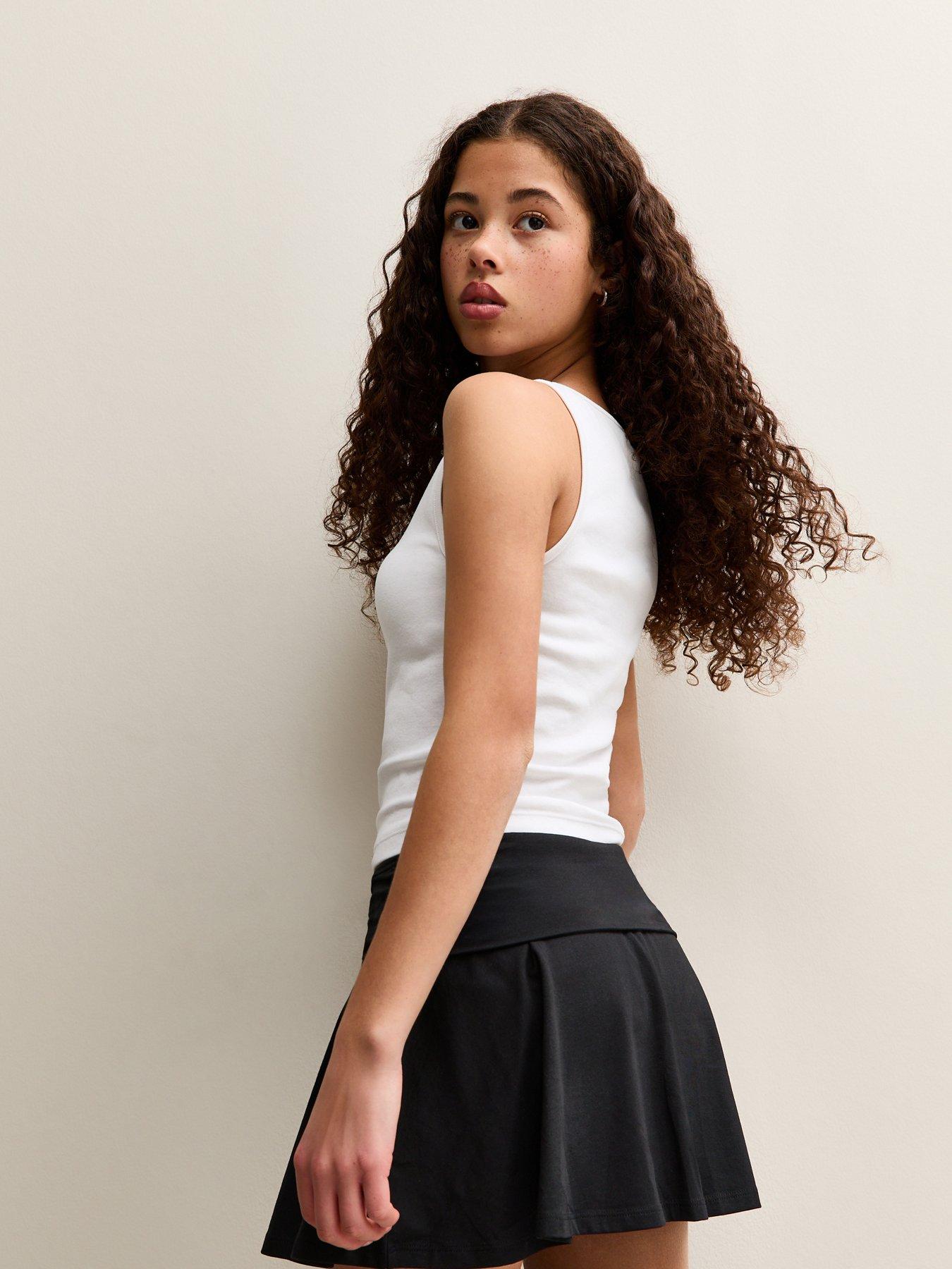 new-look-915-girls-ruched-fold-over-skort-blackstillFront