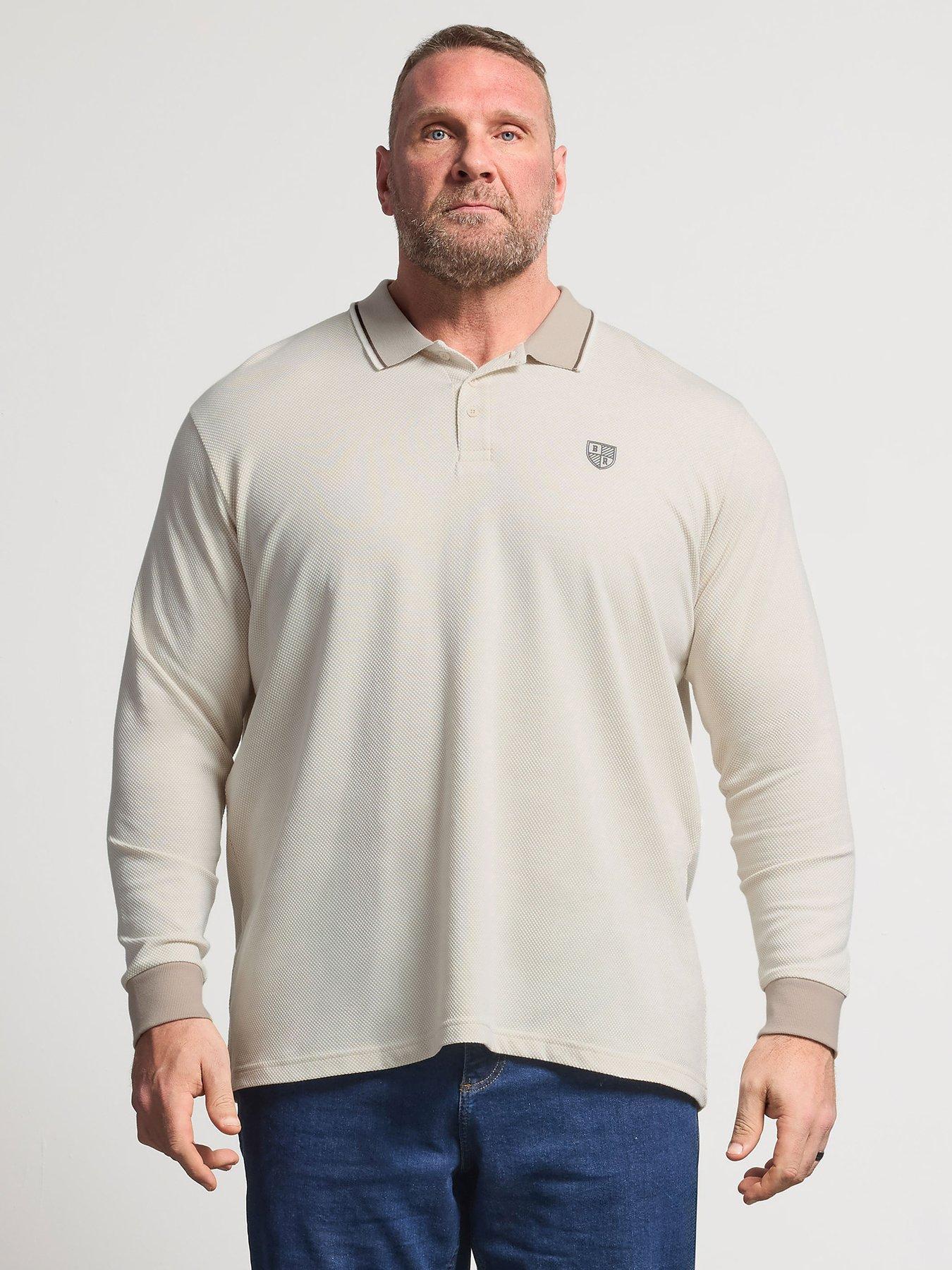 BadRhino Waffle Long Sleeve Polo Shirt - White