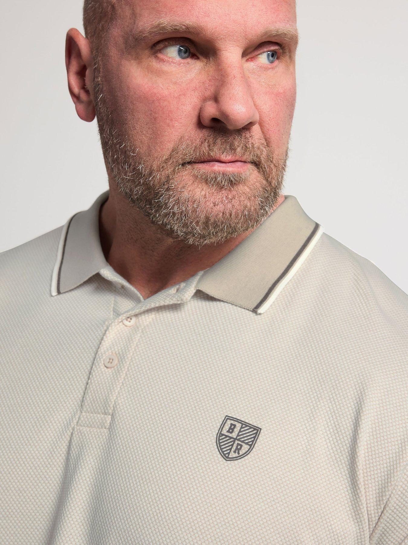 Image 4 of 5 of BadRhino Waffle Long Sleeve Polo Shirt - White