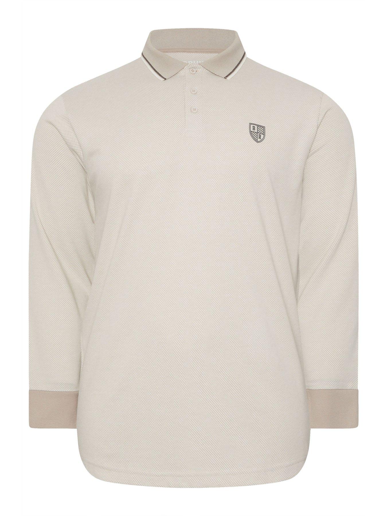 Image 5 of 5 of BadRhino Waffle Long Sleeve Polo Shirt - White