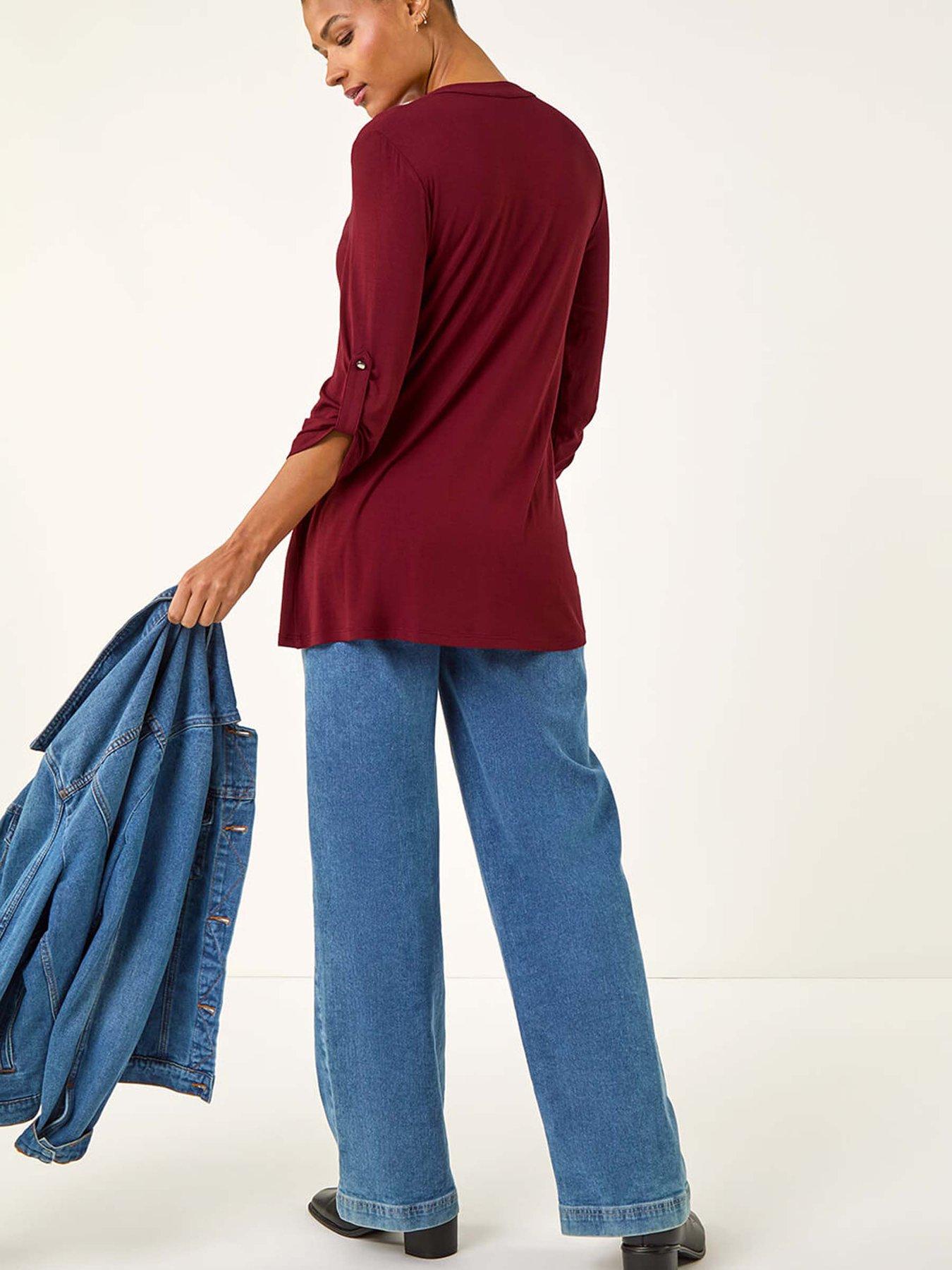 roman-button-detail-tunic-top-redstillFront