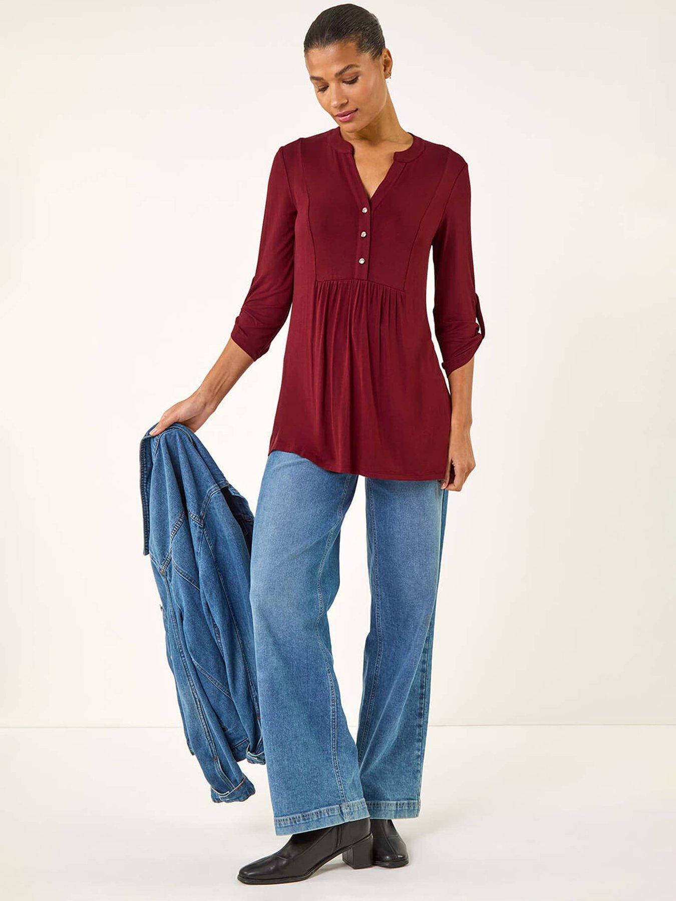 roman-button-detail-tunic-top-redback