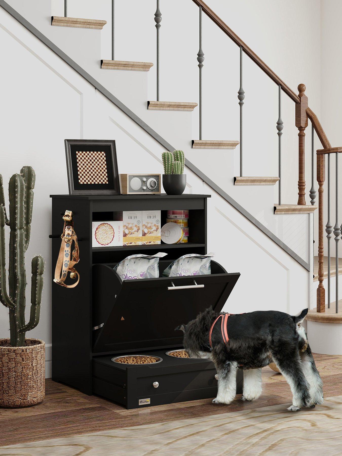 PawHut Pet Feeder Station, Dog Cat Food Storage Feeding Station, Food Cabinet