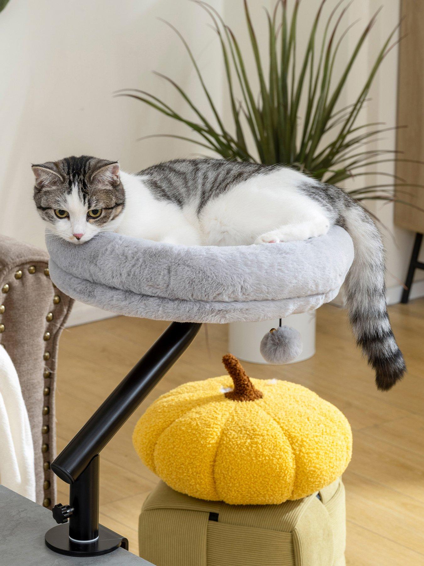 pawhut-cat-bed-for-desk-360degnbsprotatable-adjustable-cat-nest-hammockfront