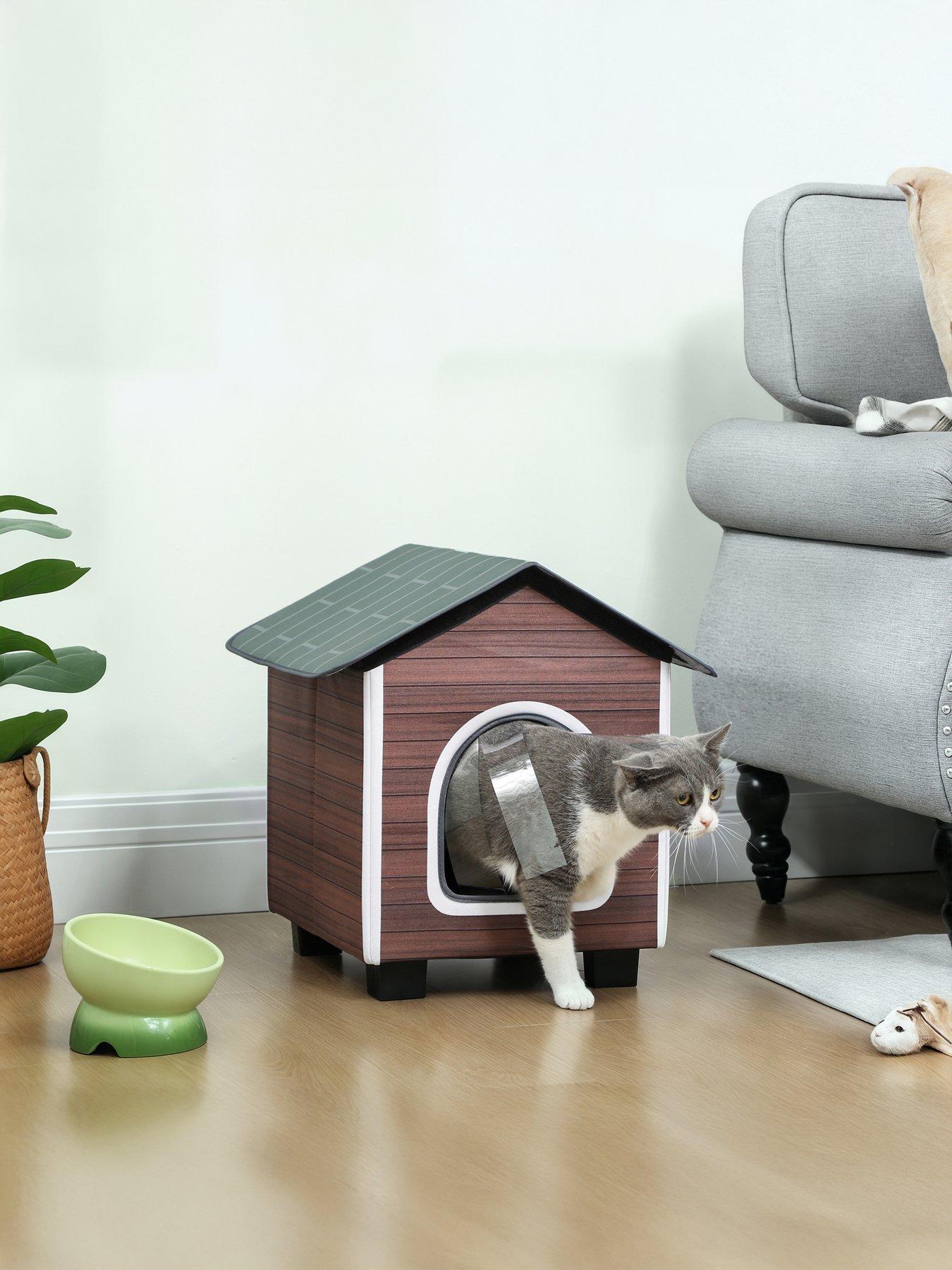 pawhut-outdoor-cat-house-with-elevated-base-cushion-red-brownfront