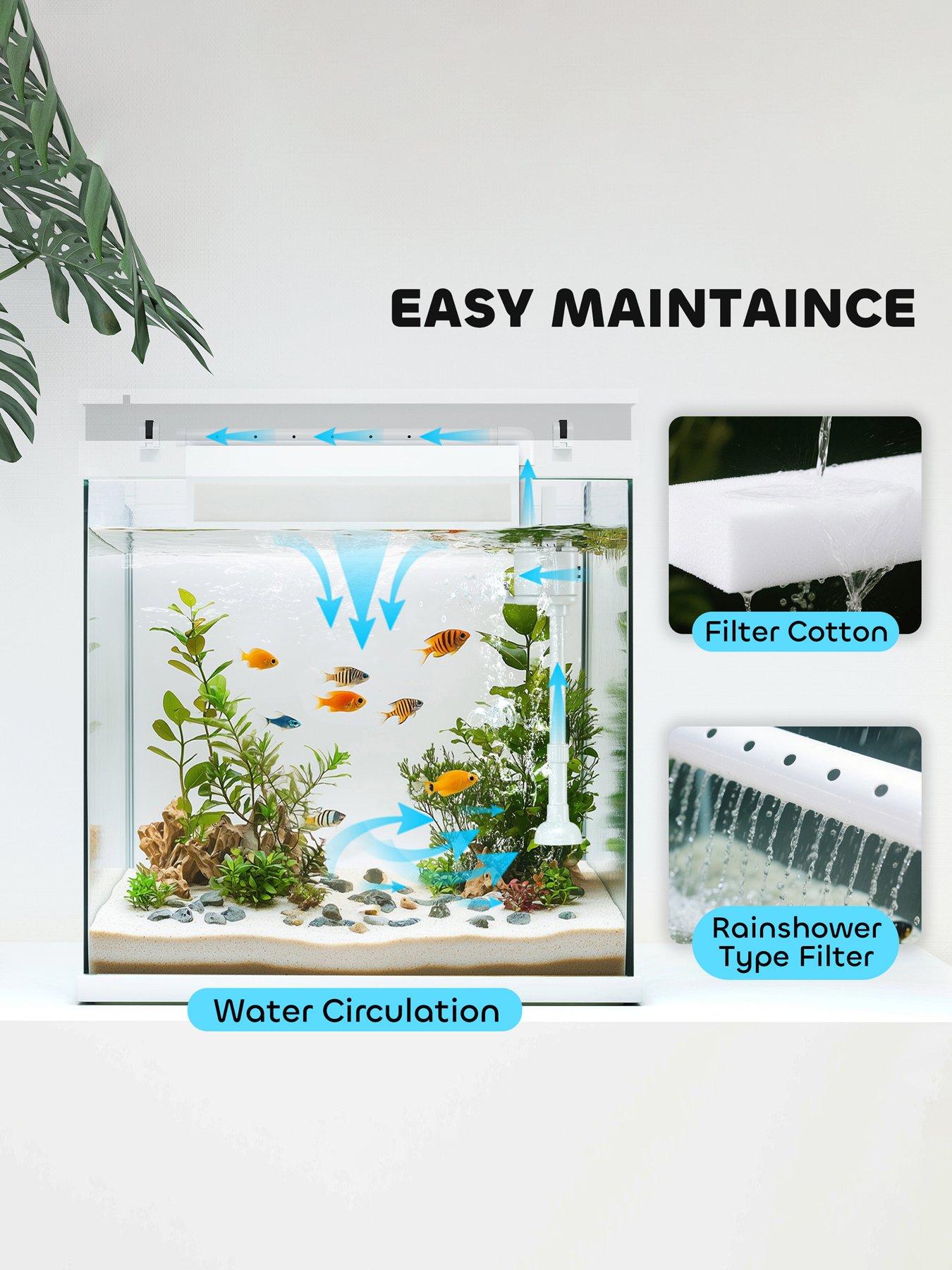 Image 3 of 7 of PawHut 14L Small Fish Tank with Filter System, LED Lights, Water Pump, White
