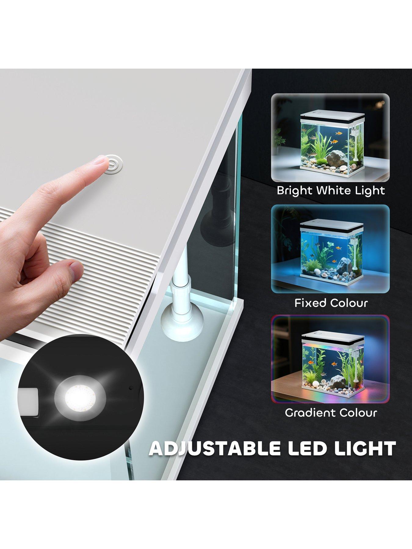 Image 5 of 7 of PawHut 14L Small Fish Tank with Filter System, LED Lights, Water Pump, White