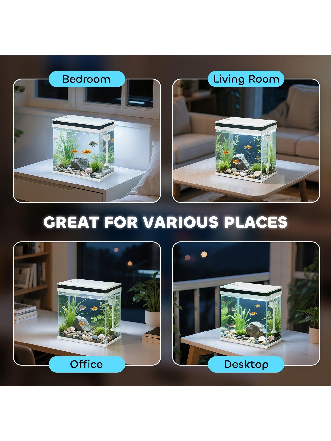 Image 6 of 7 of PawHut 14L Small Fish Tank with Filter System, LED Lights, Water Pump, White