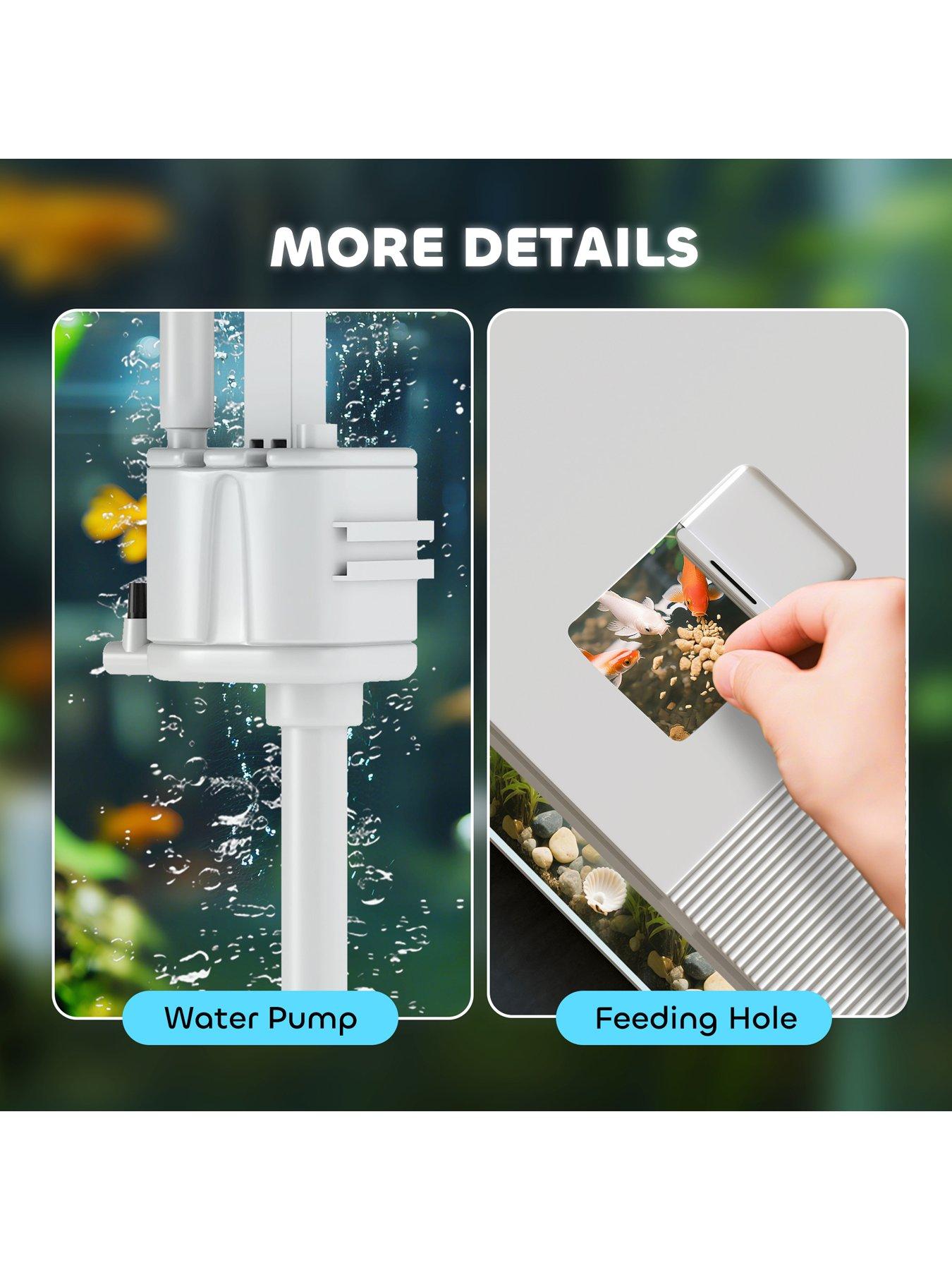 Image 7 of 7 of PawHut 14L Small Fish Tank with Filter System, LED Lights, Water Pump, White