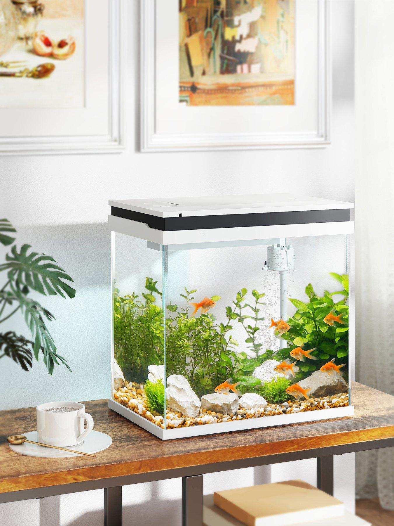 pawhut-26l-small-fish-tank-with-filter-system-led-lights-water-pump-whitefront