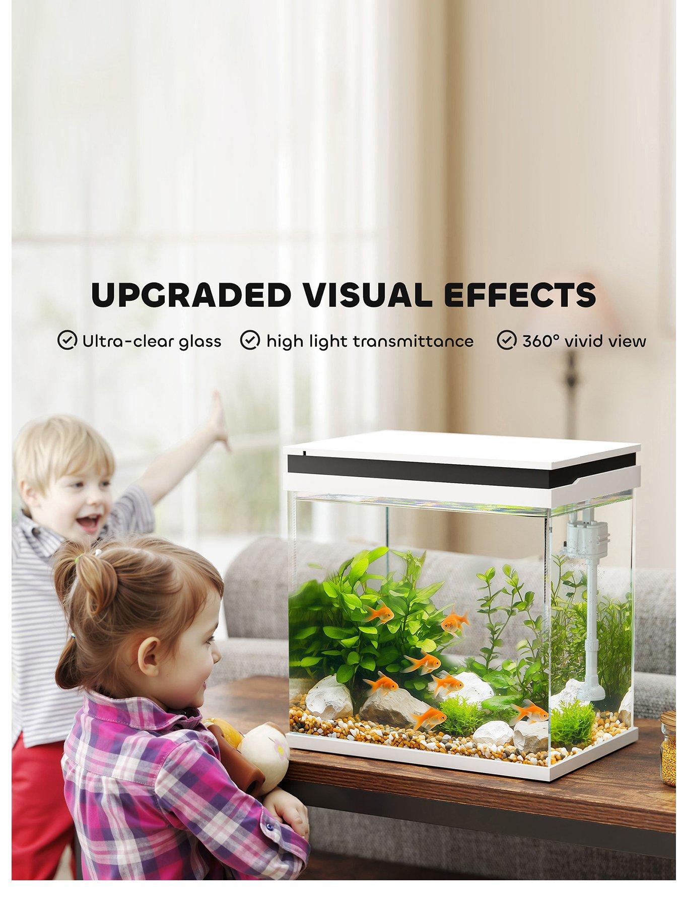 pawhut-26l-small-fish-tank-with-filter-system-led-lights-water-pump-whitestillFront