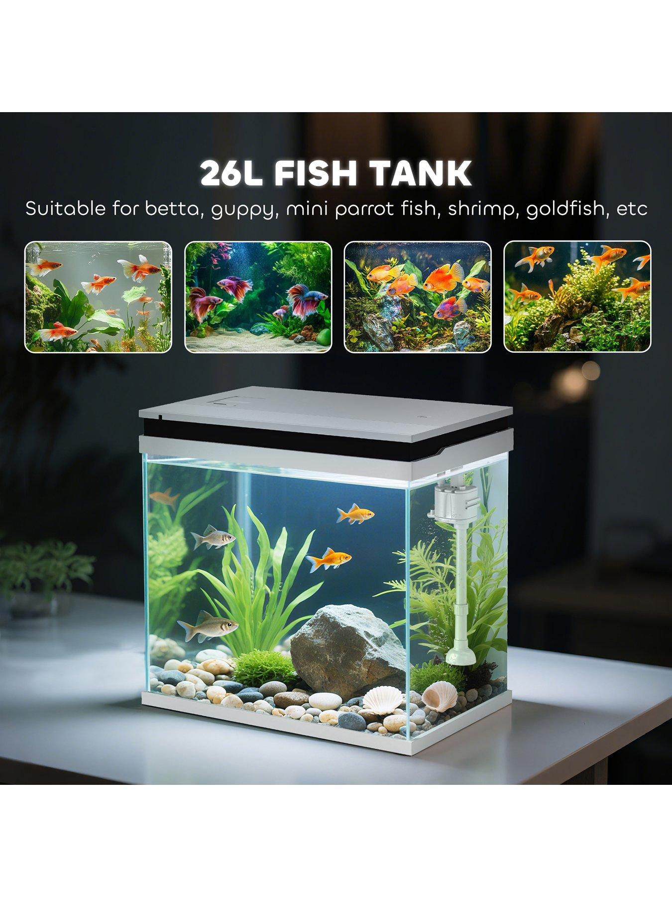 pawhut-26l-small-fish-tank-with-filter-system-led-lights-water-pump-whiteback