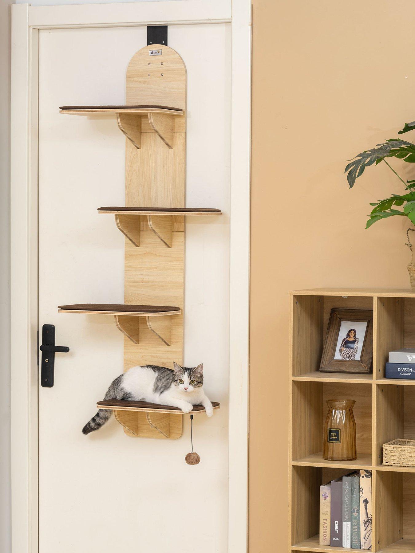 PawHut 4-Level Cat Tree Door Mounted with Washable Plush Pads, Toy Ball