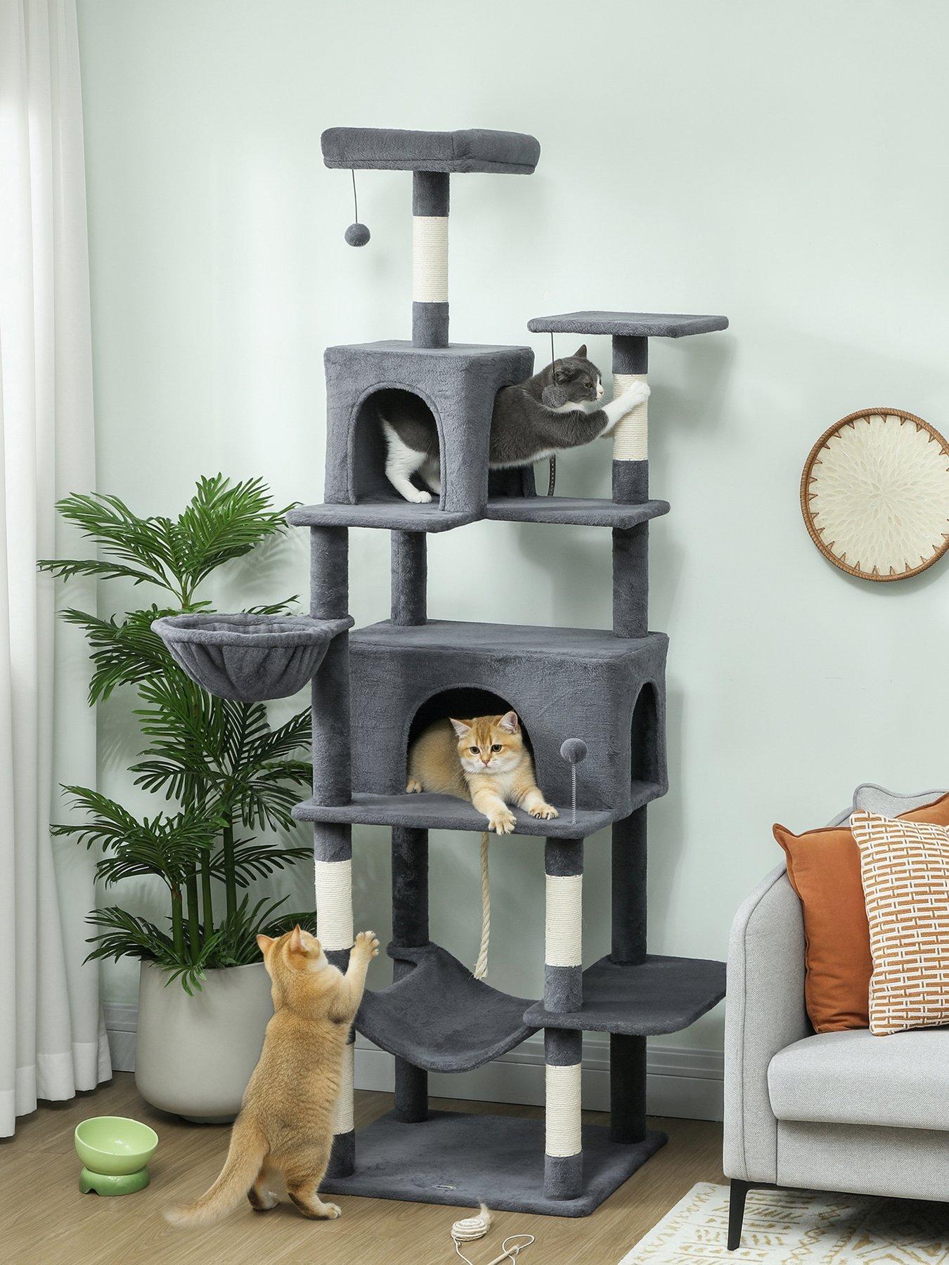pawhut-cat-tree-202cm-cat-tower-with-2-condos-2-hammocks-2-perches