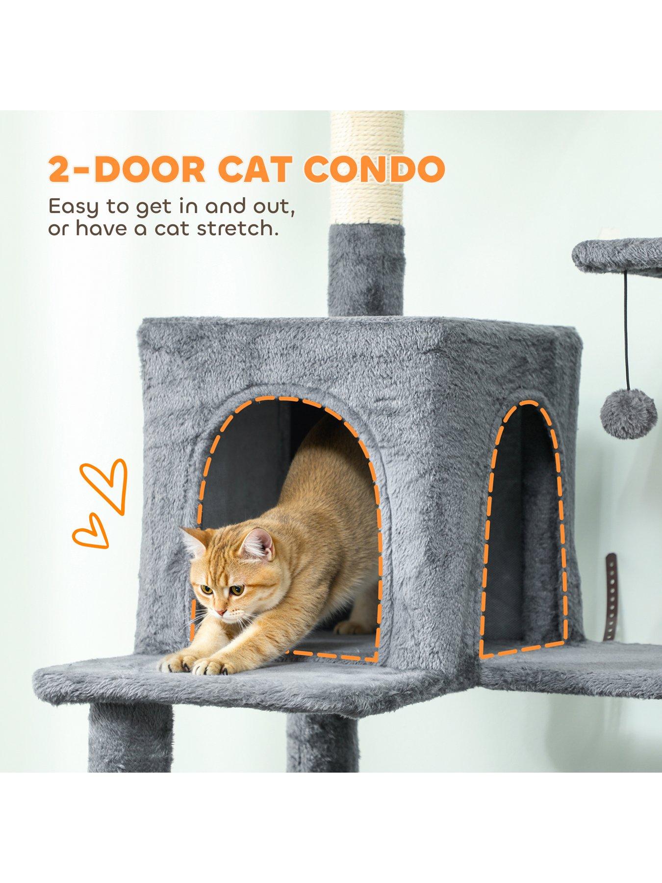 pawhut-cat-tree-202cm-cat-tower-with-2-condos-2-hammocks-2-perchesback