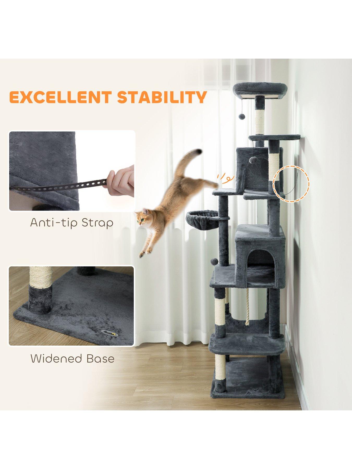 pawhut-cat-tree-202cm-cat-tower-with-2-condos-2-hammocks-2-perchesdetail