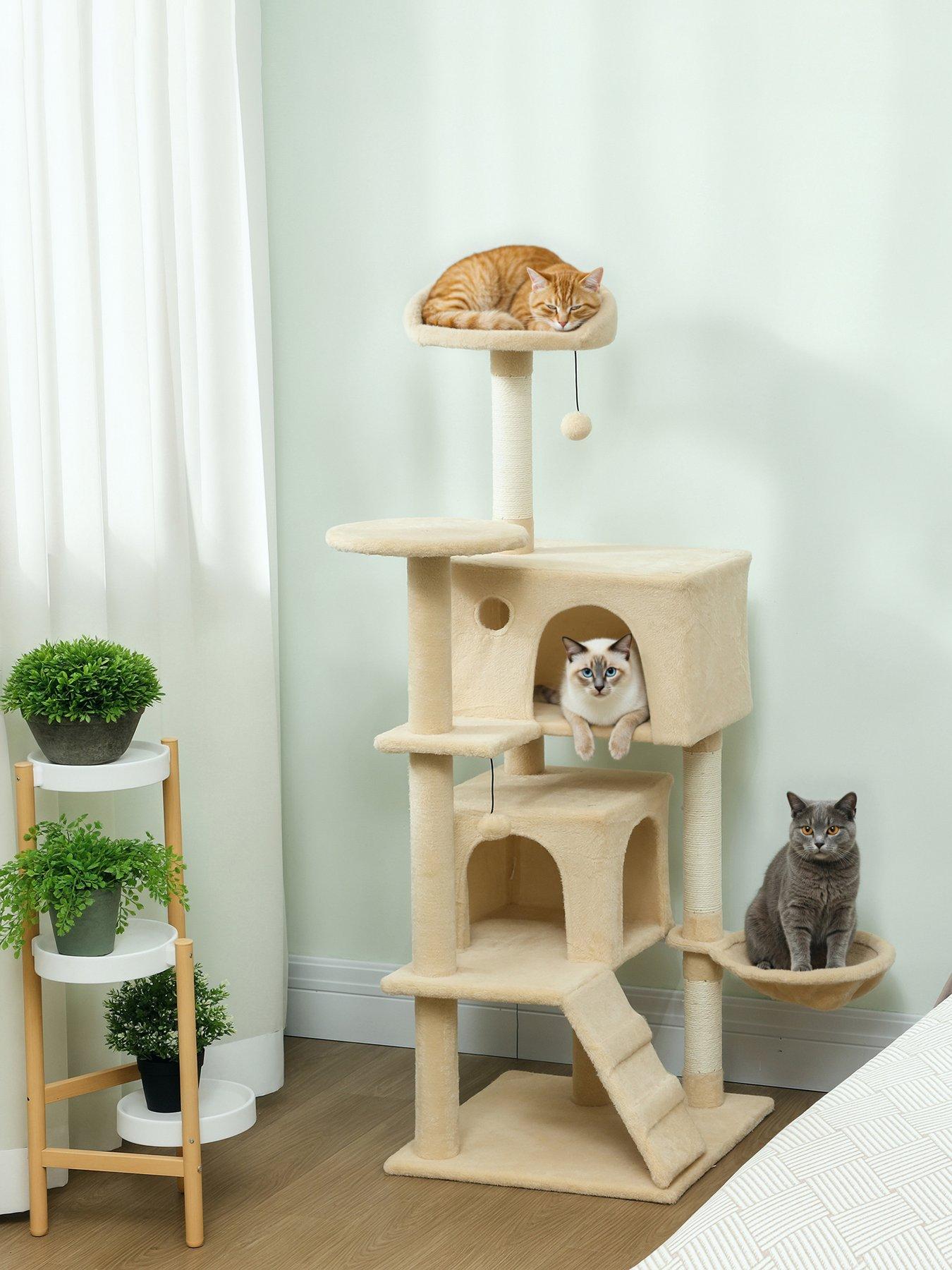 pawhut-140cm-cat-tree-tower-with-sisal-scratching-posts-condos-beige
