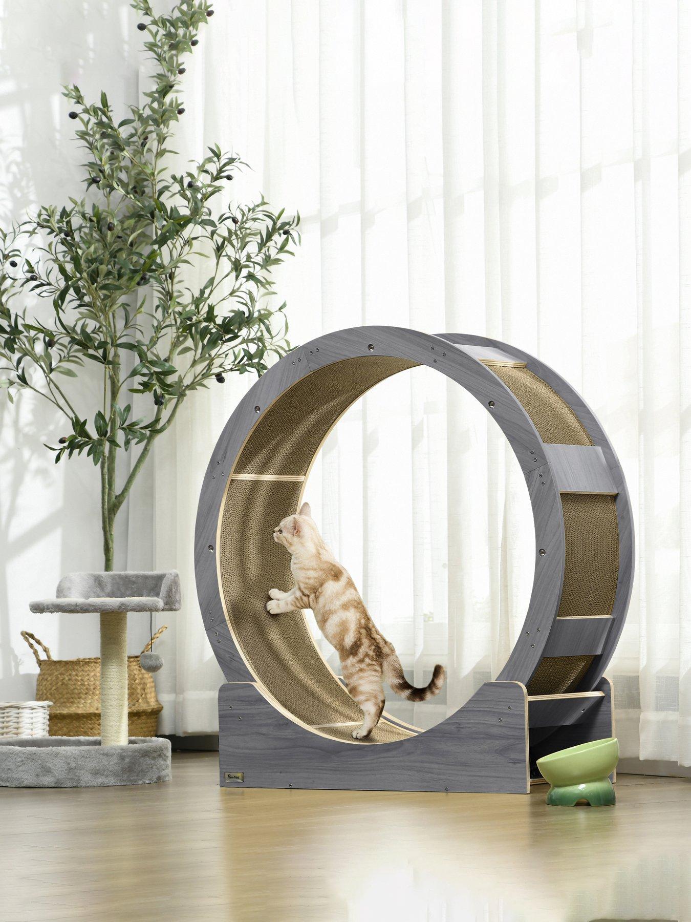 pawhut-cat-treadmill-with-brake-scratching-pads-for-indoor-cats-grey