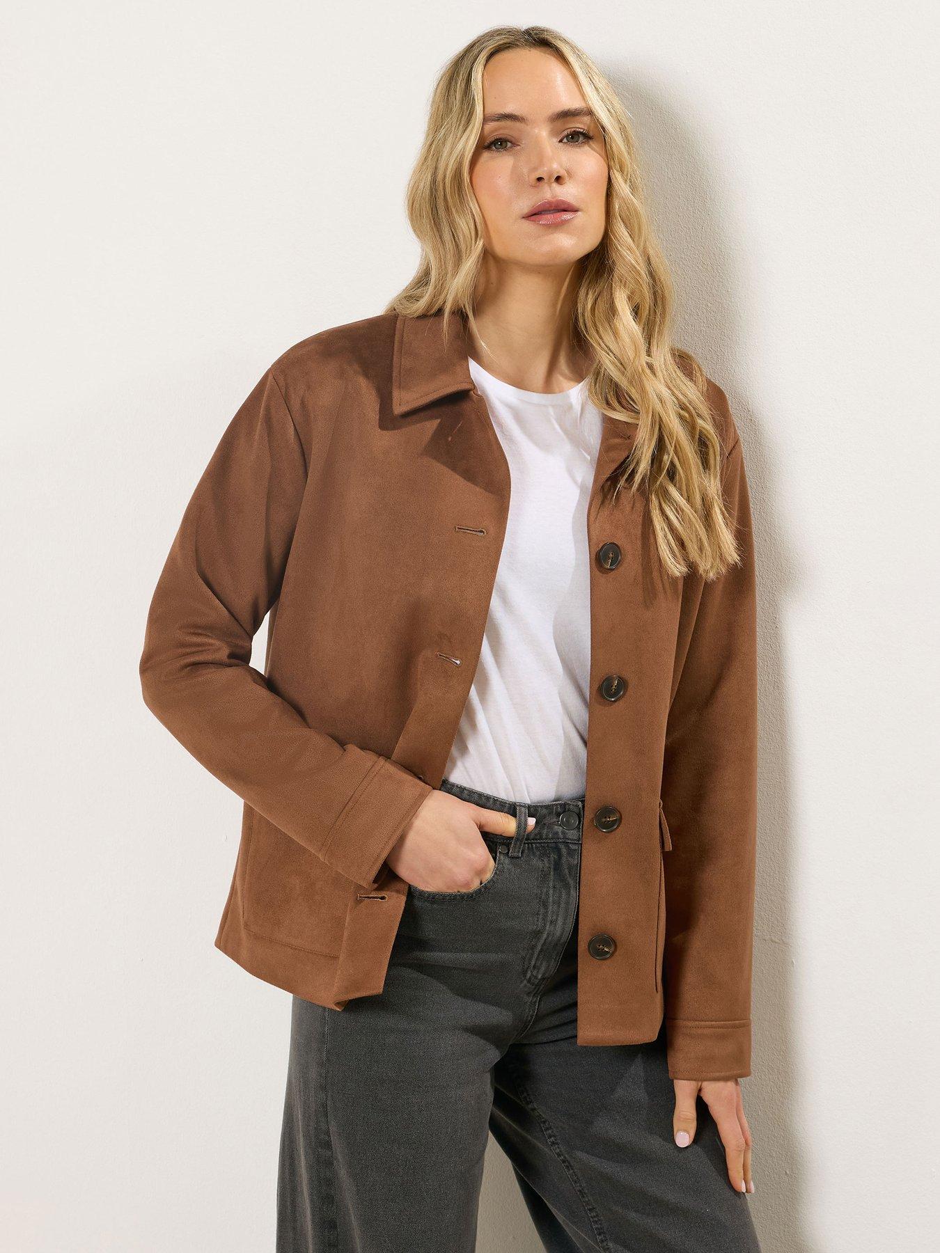 long-tall-sally-tall-suedette-trucker-jacket-brownfront