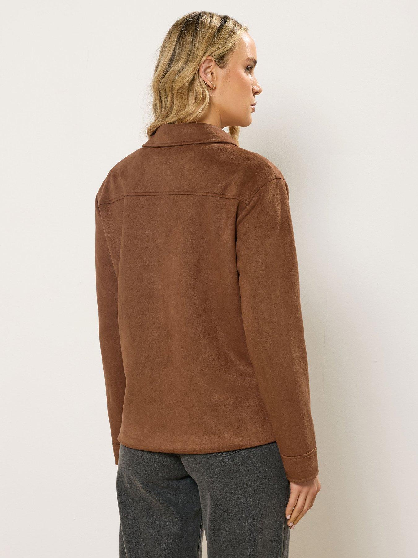 long-tall-sally-tall-suedette-trucker-jacket-brownstillFront