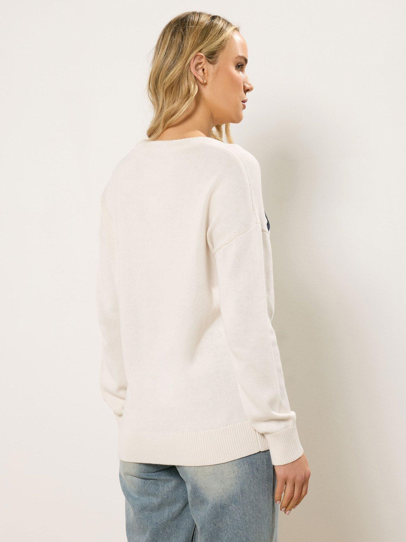 Image 2 of 6 of Long Tall Sally Boucle Slogan Jumper - Cream