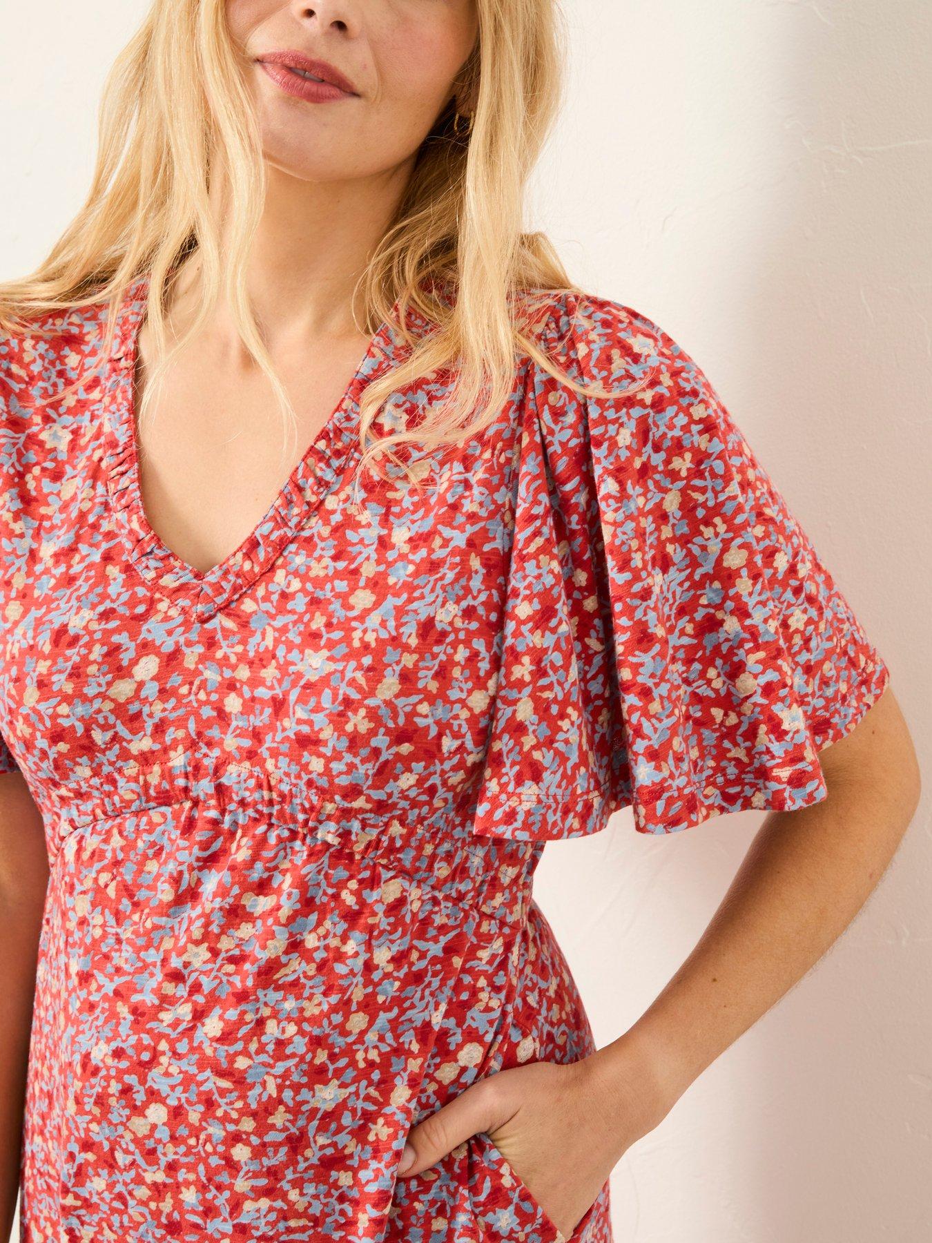 Image 4 of 5 of FatFace Grace Surf Ditsy Dress - Red