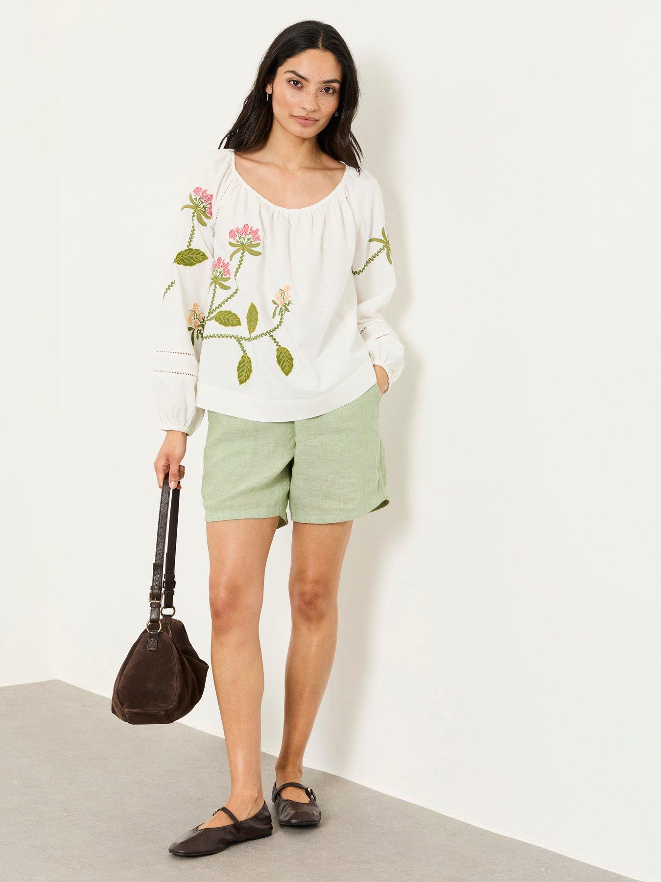 Image 3 of 5 of FatFace Dawn Embroidered Blouse - Ivory